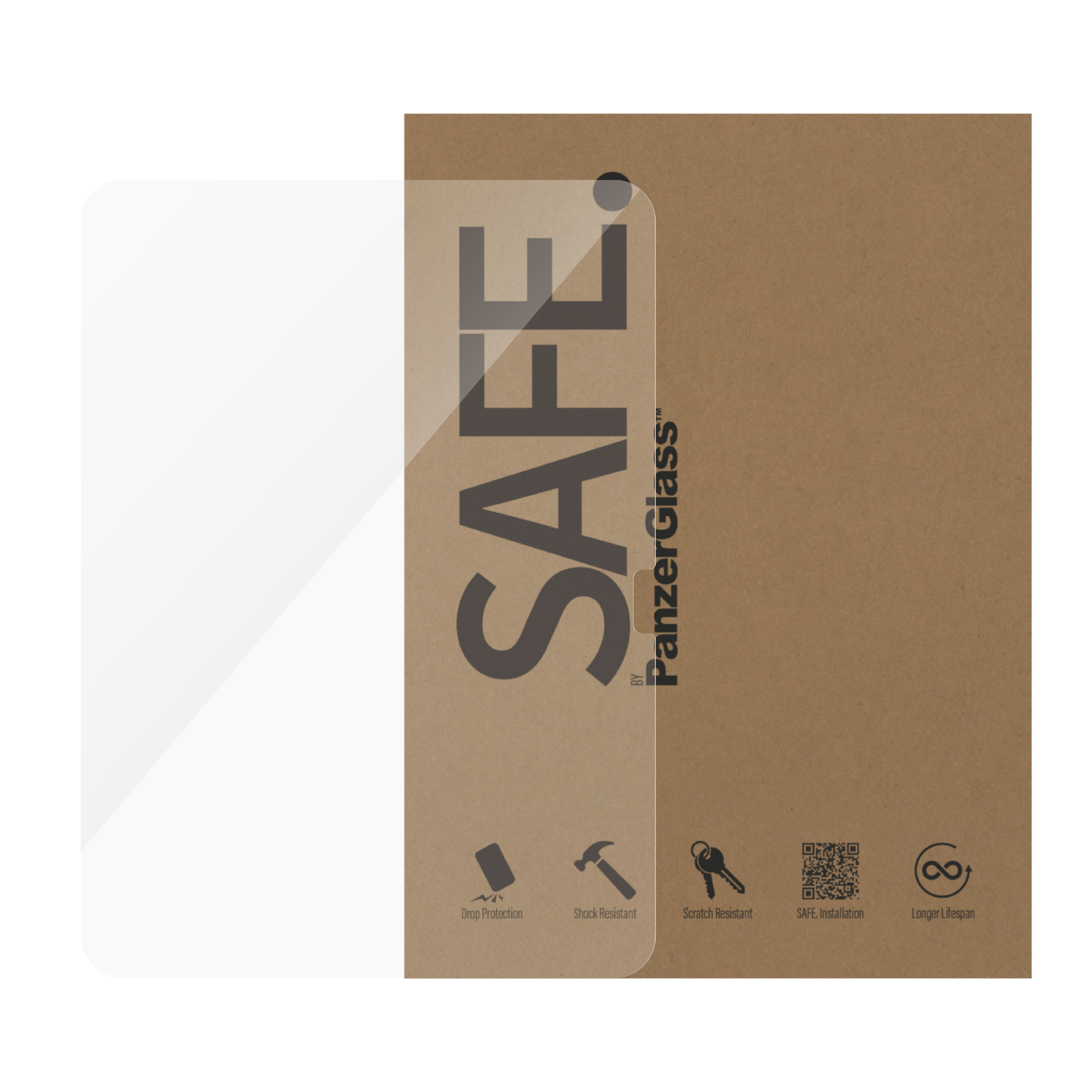 Screen protector and box. White background.