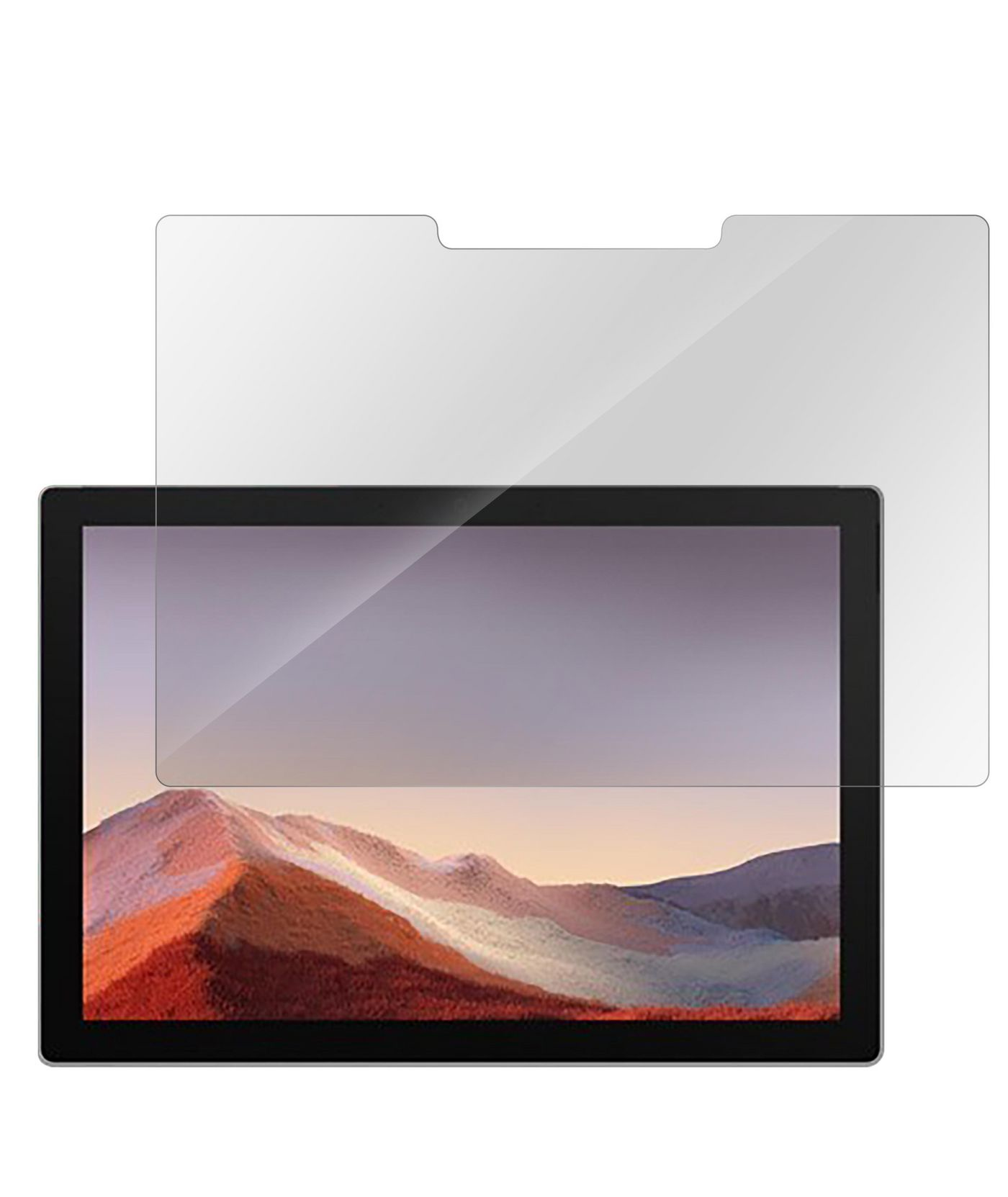 Un tablet con un proteggi schermo e un proteggi schermo separato dal tablet.