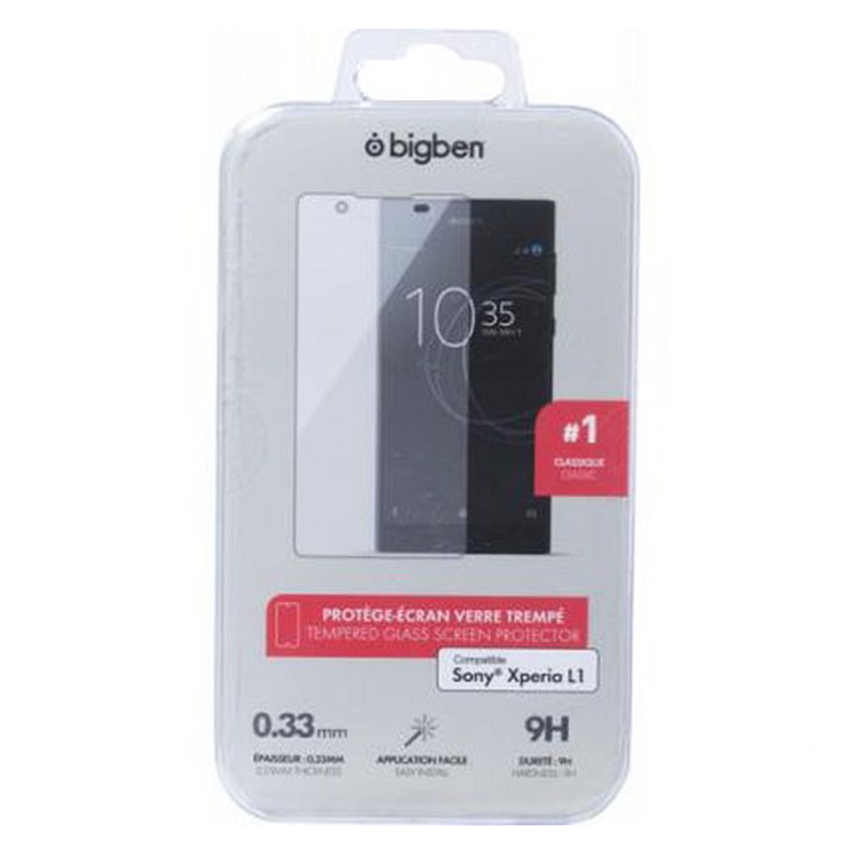 Confezione protezione schermo per smartphone. Confezione trasparente con protezione schermo e immagine telefono.