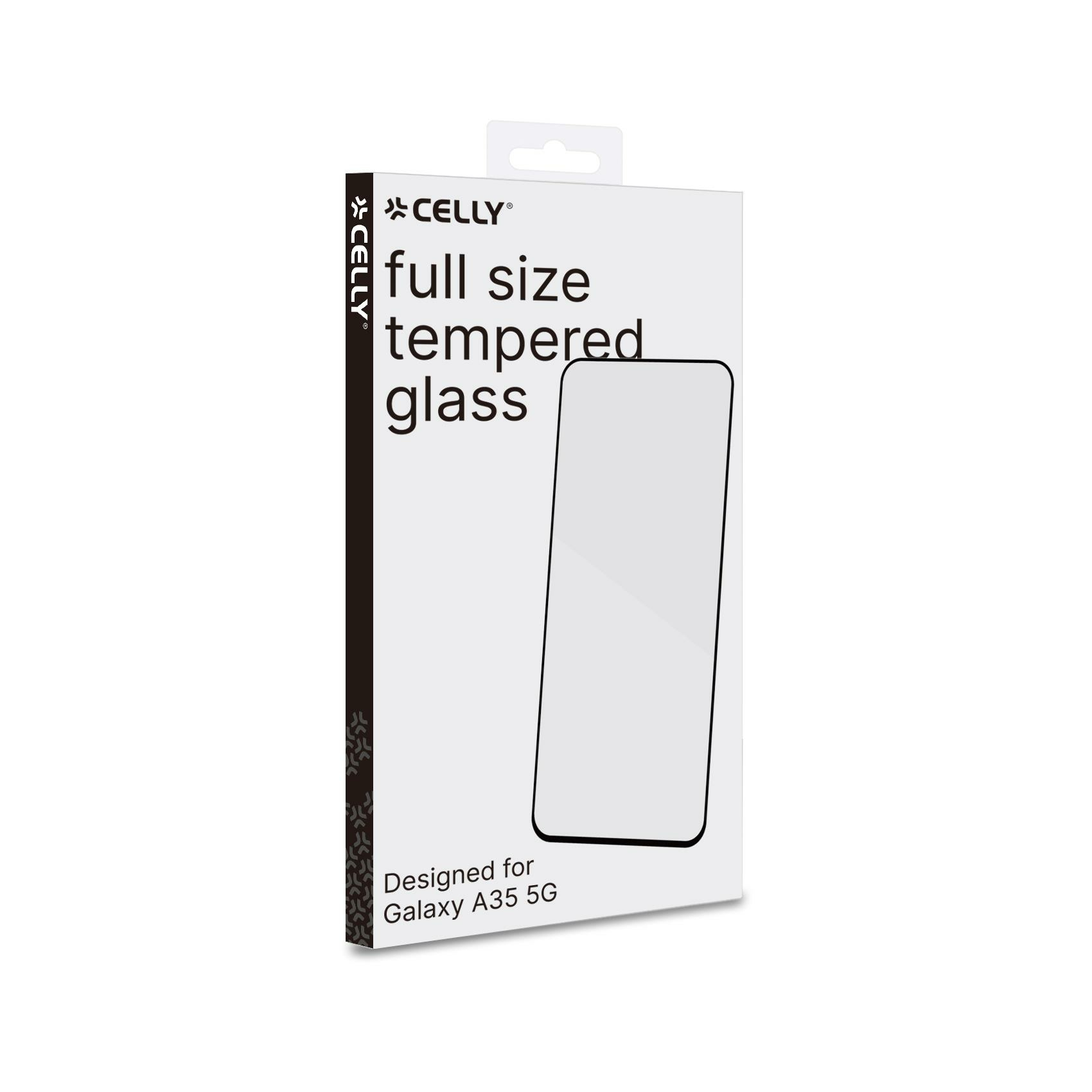 Una scatola di protezione per lo schermo del telefono su sfondo bianco. C'è scritto 'full size tempered glass'.
