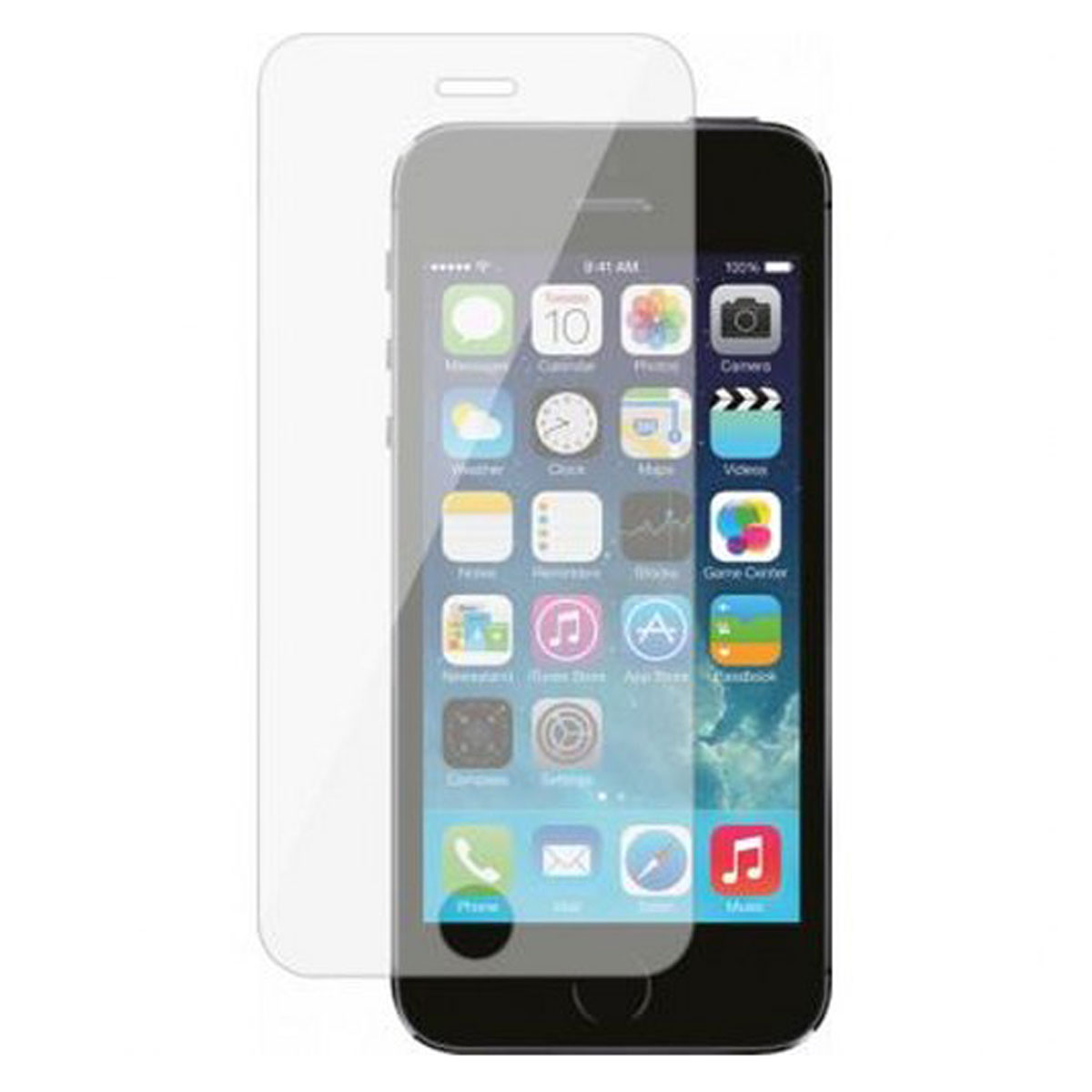 Un iPhone con una protezione schermo. Il telefono mostra icone di app. La protezione è trasparente.