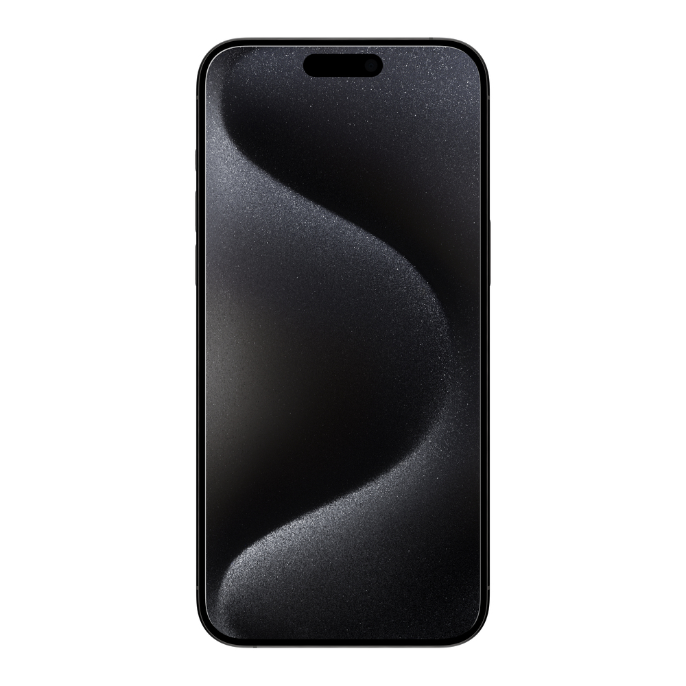 Uno smartphone nero con un design scuro a forma di onda sul display. Il telefono ha un notch in alto.