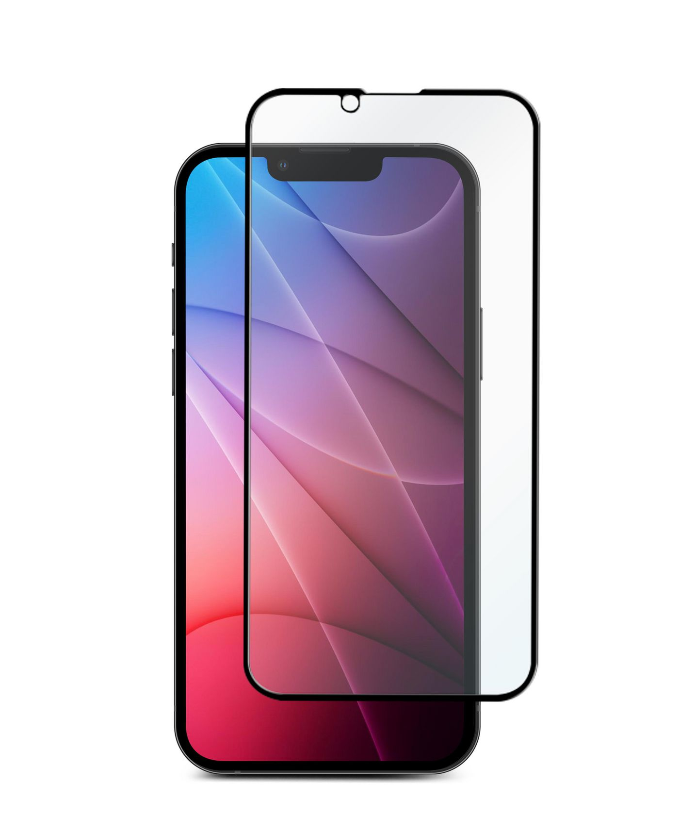 Telefono con protezione schermo installata, con uno sfondo astratto colorato sullo schermo.