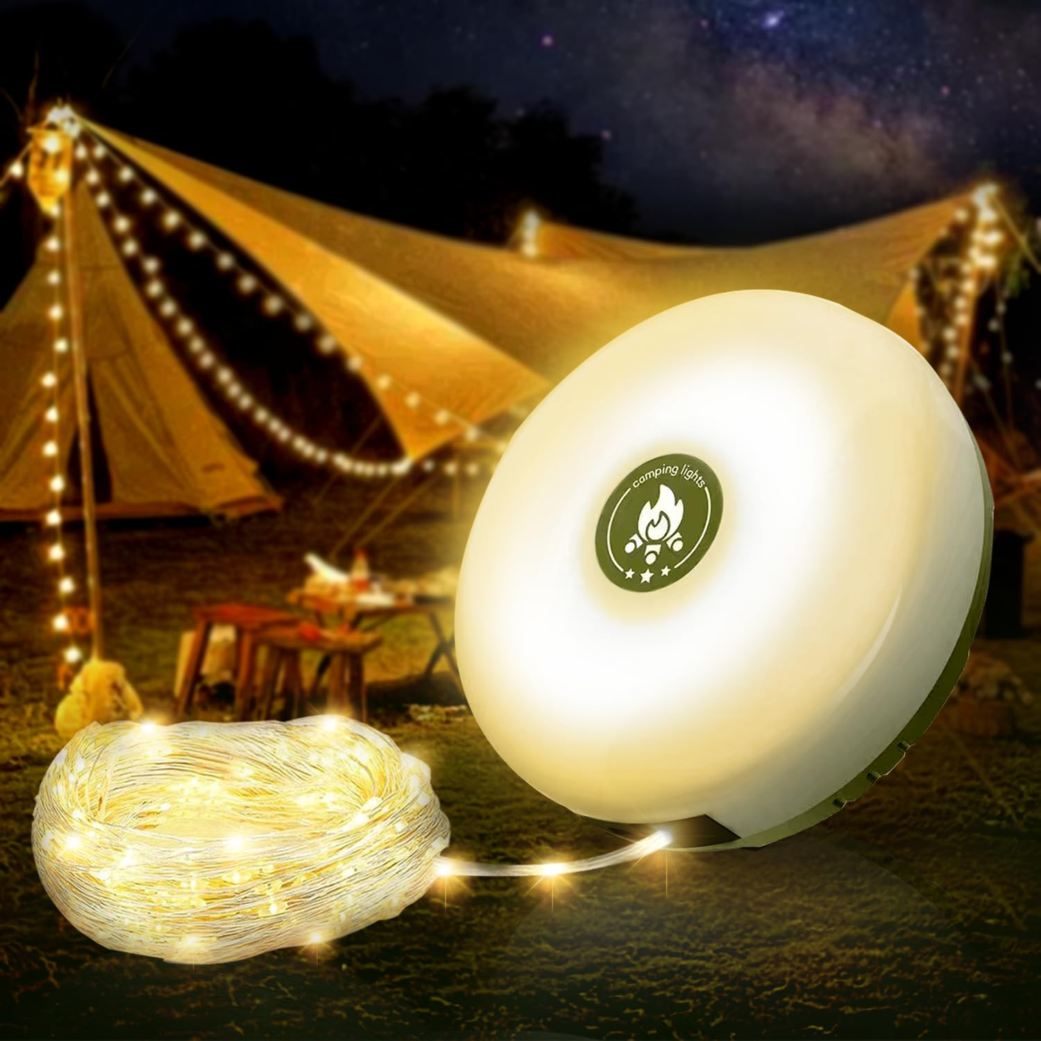 Litinliv Camping Lichterkette 10M - Aufladbare LED-Beleuchtung Für Innen & Außen