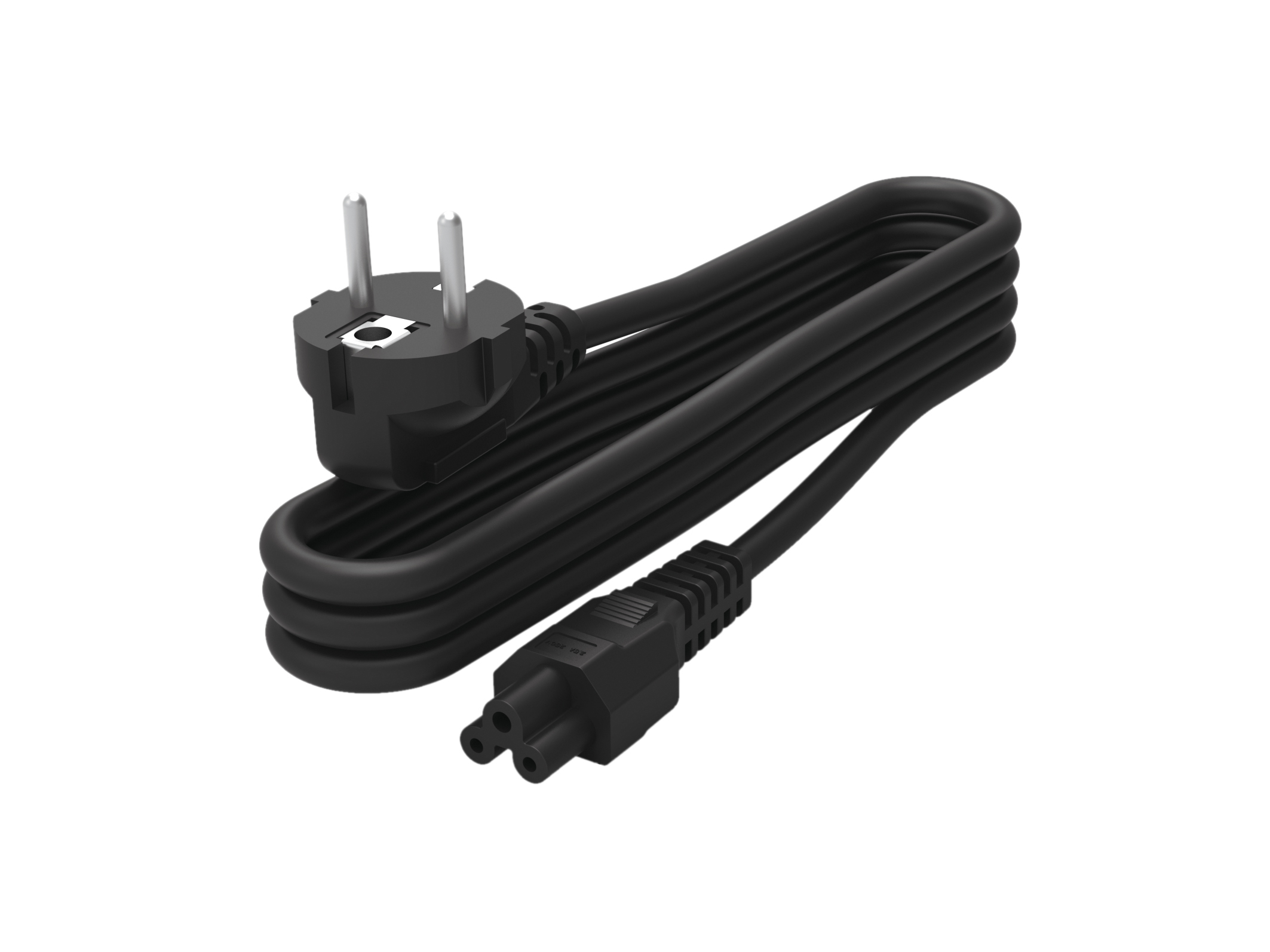Cable de alimentación negro con enchufe en un extremo.