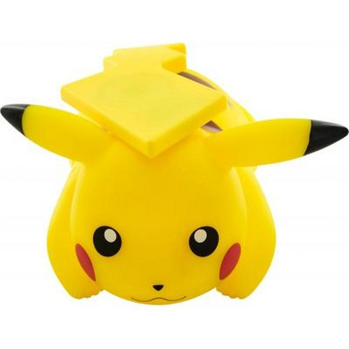 Figura gialla di Pikachu con orecchie nere, guance rosse e parte superiore quadrata.