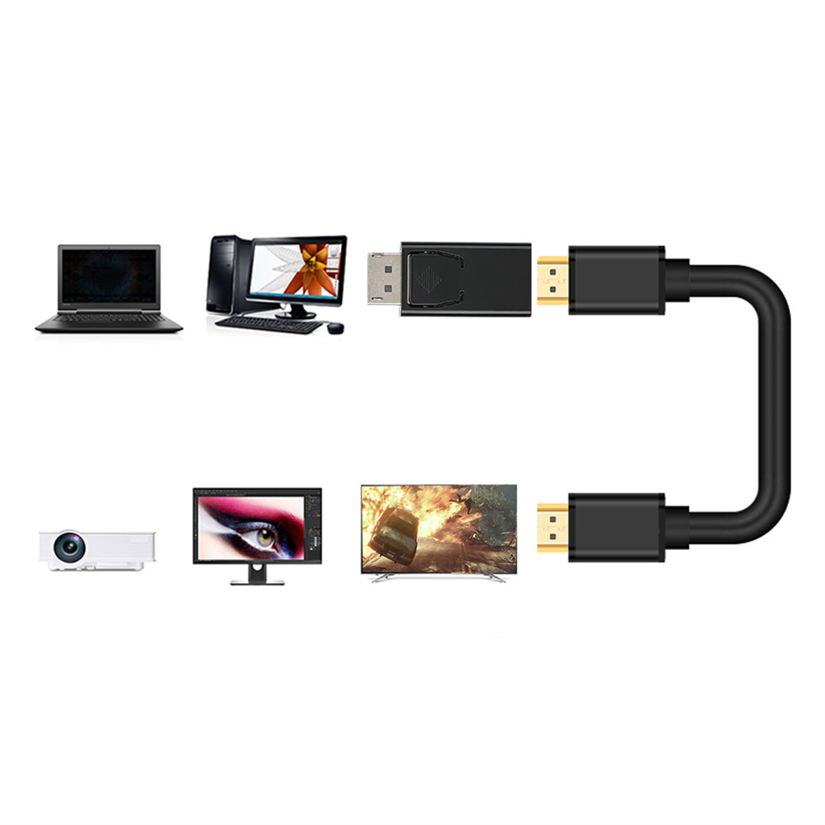 Ein Diagramm, das verschiedene Geräte zeigt, die durch Kabel verbunden sind.