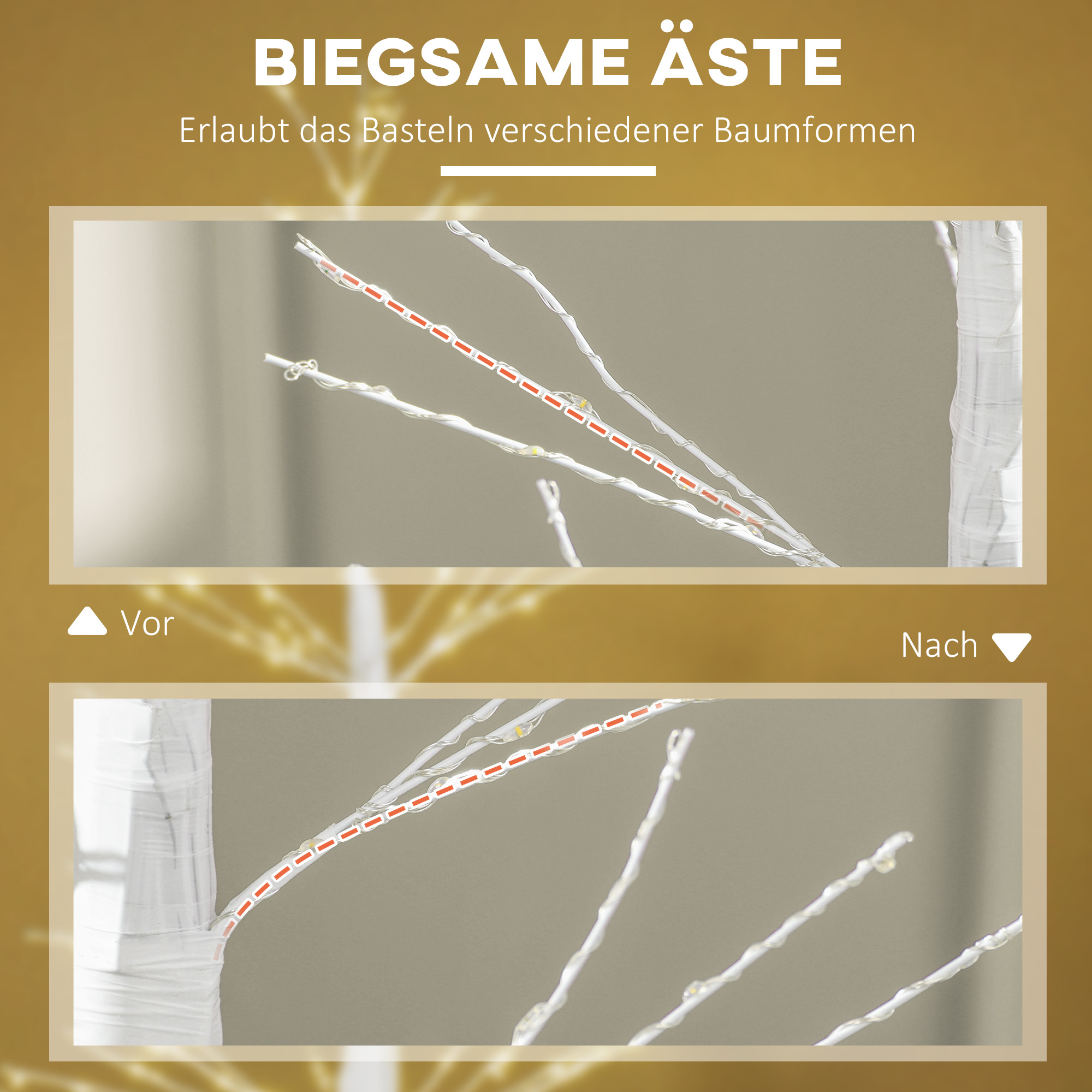 Das Bild zeigt flexible Äste eines Weihnachtsbaums. Die Biegefähigkeit der Äste.