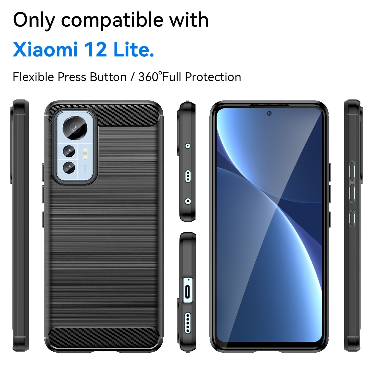 Funda de teléfono con teléfono dentro. Incluye botones de presión flexibles y protección total.