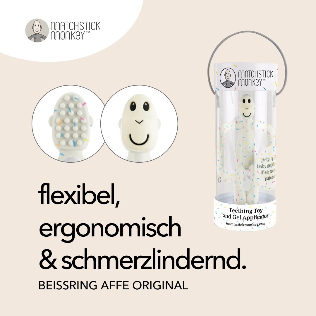Weißer Affen-Beißring mit Streuseln, Details des Produkts.
