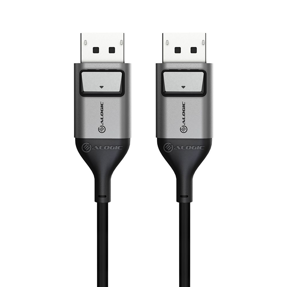 Zwei DisplayPort-Kabel mit einem schwarzen Kabel.