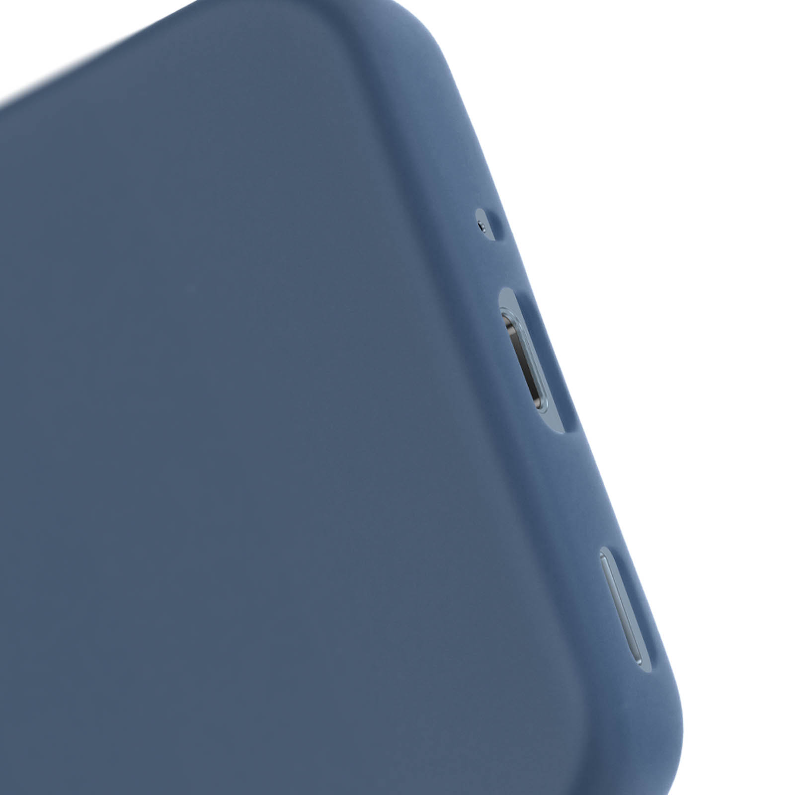 Primo piano della custodia blu, che mostra porte e dettagli dei pulsanti.