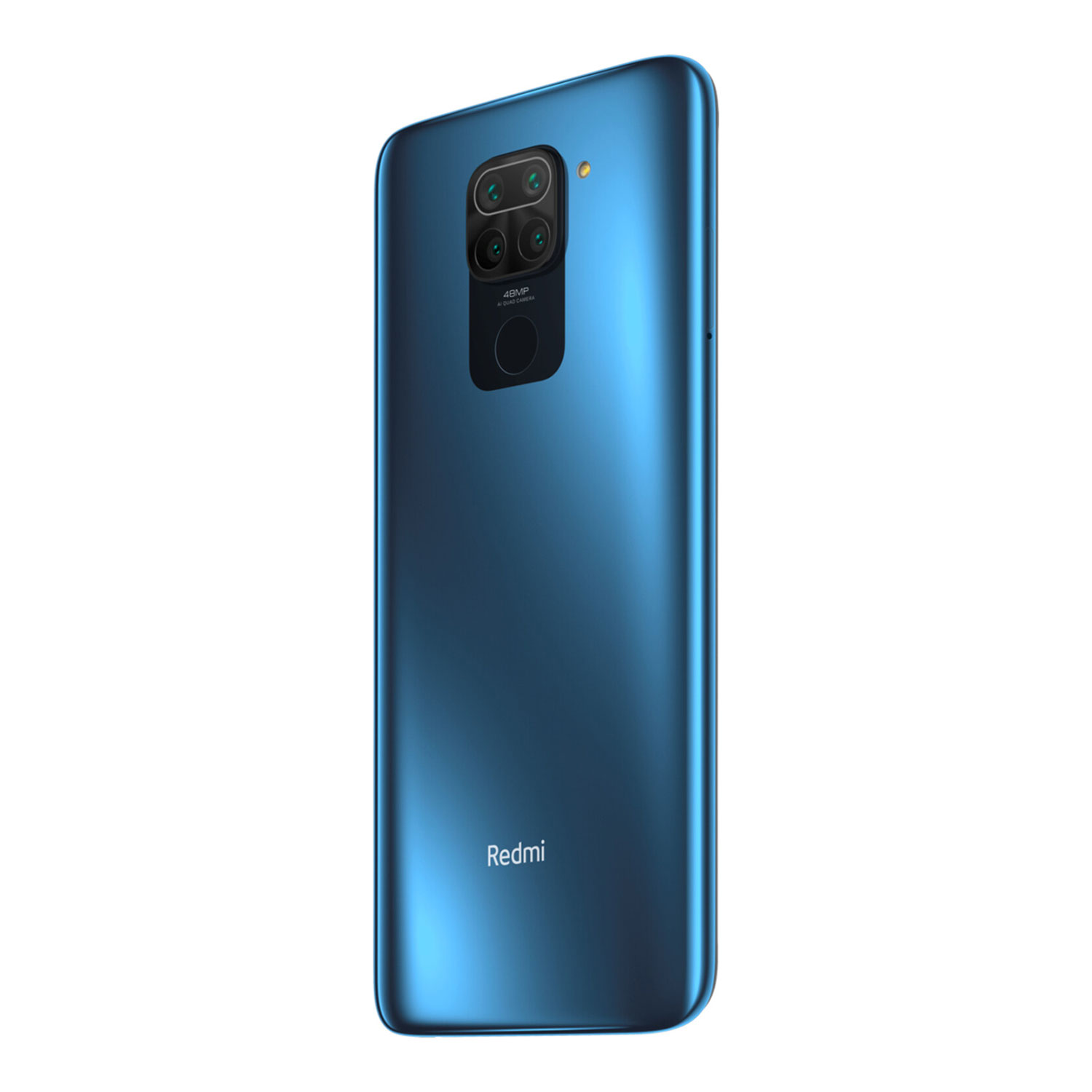 Blue phone back with cameras and Redmi logo.
