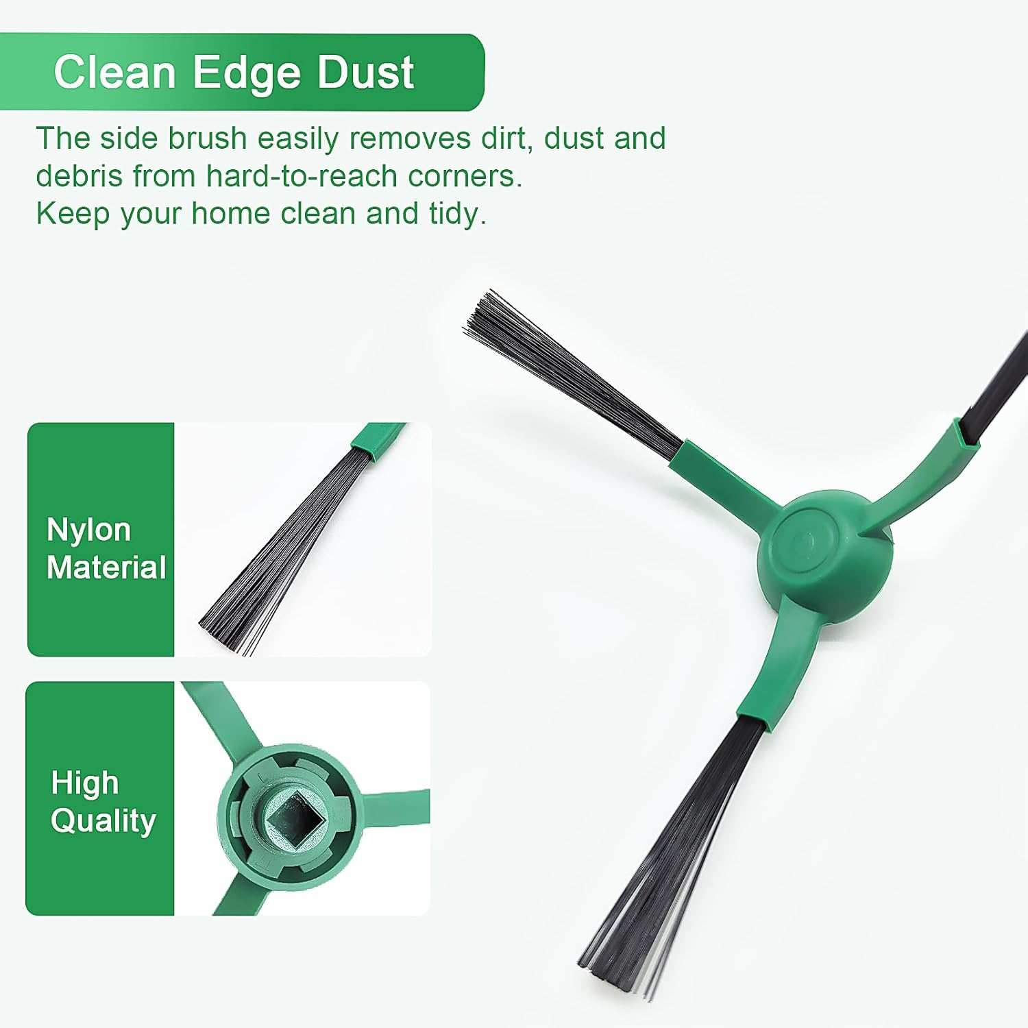 Zbliżenie zielonej i czarnej głowicy szczotki do odkurzacza.