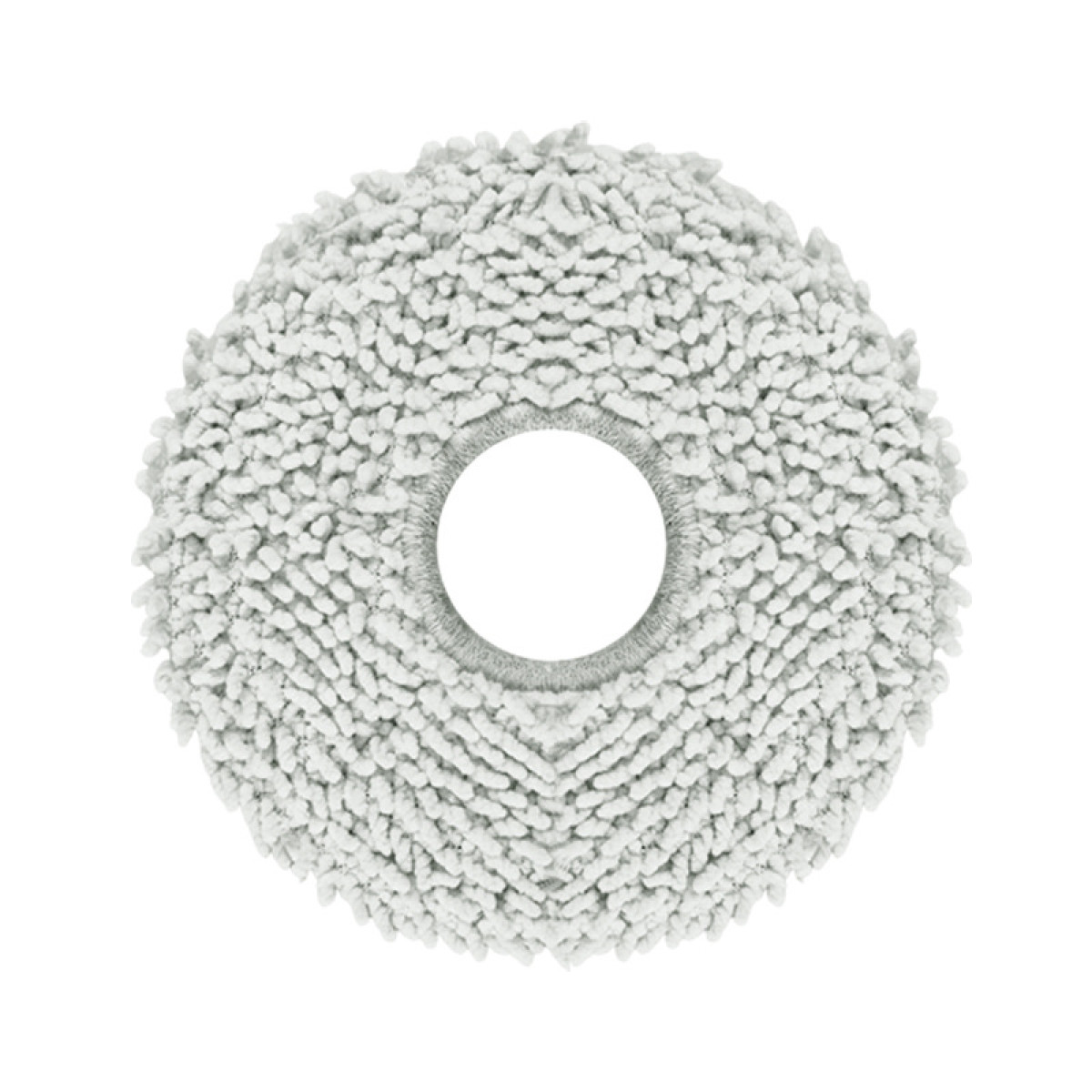 Okrągła biała nakładka do odkurzacza z centralnym otworem, na białym tle.