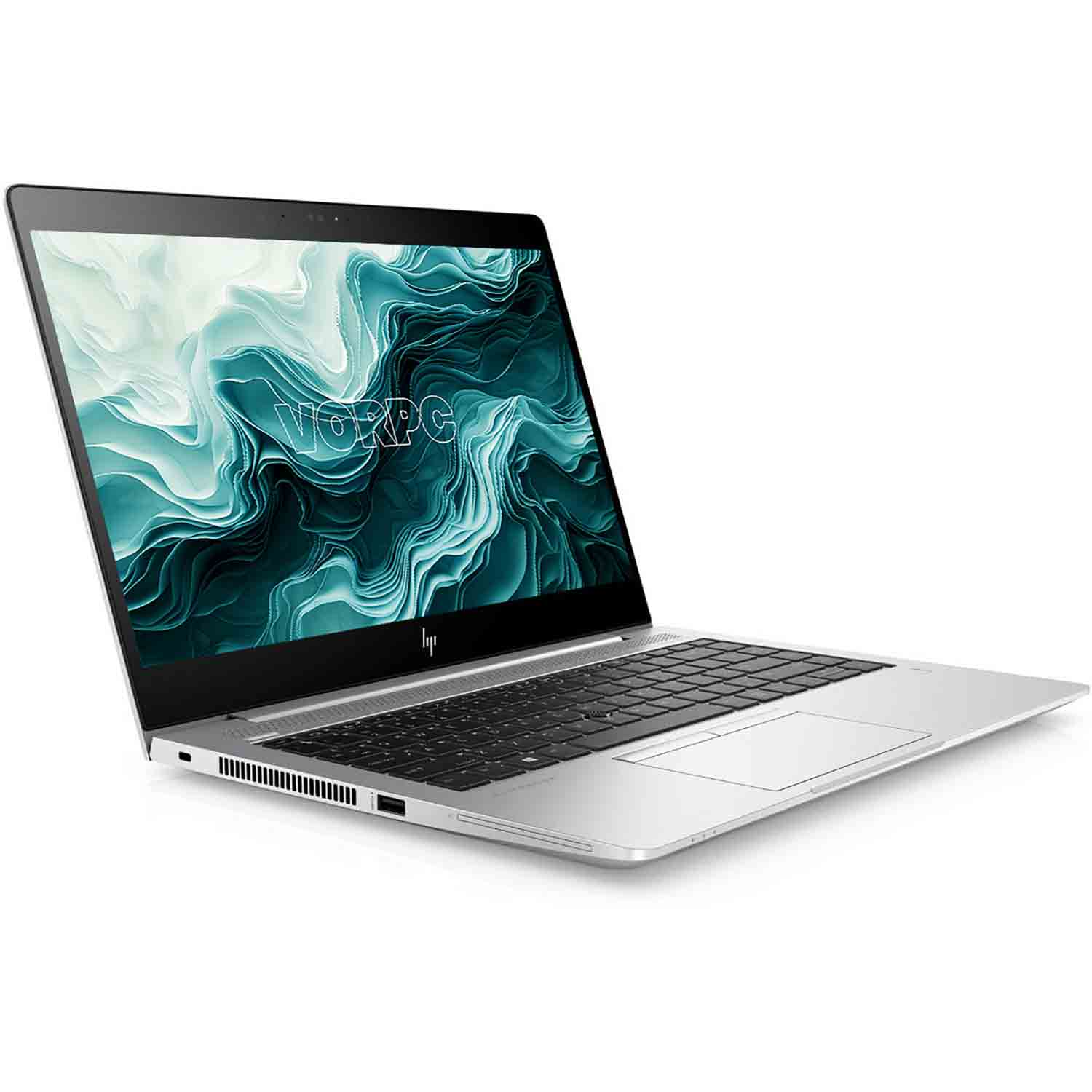Laptop abierto con la pantalla mostrando texto sobre un fondo blanco.