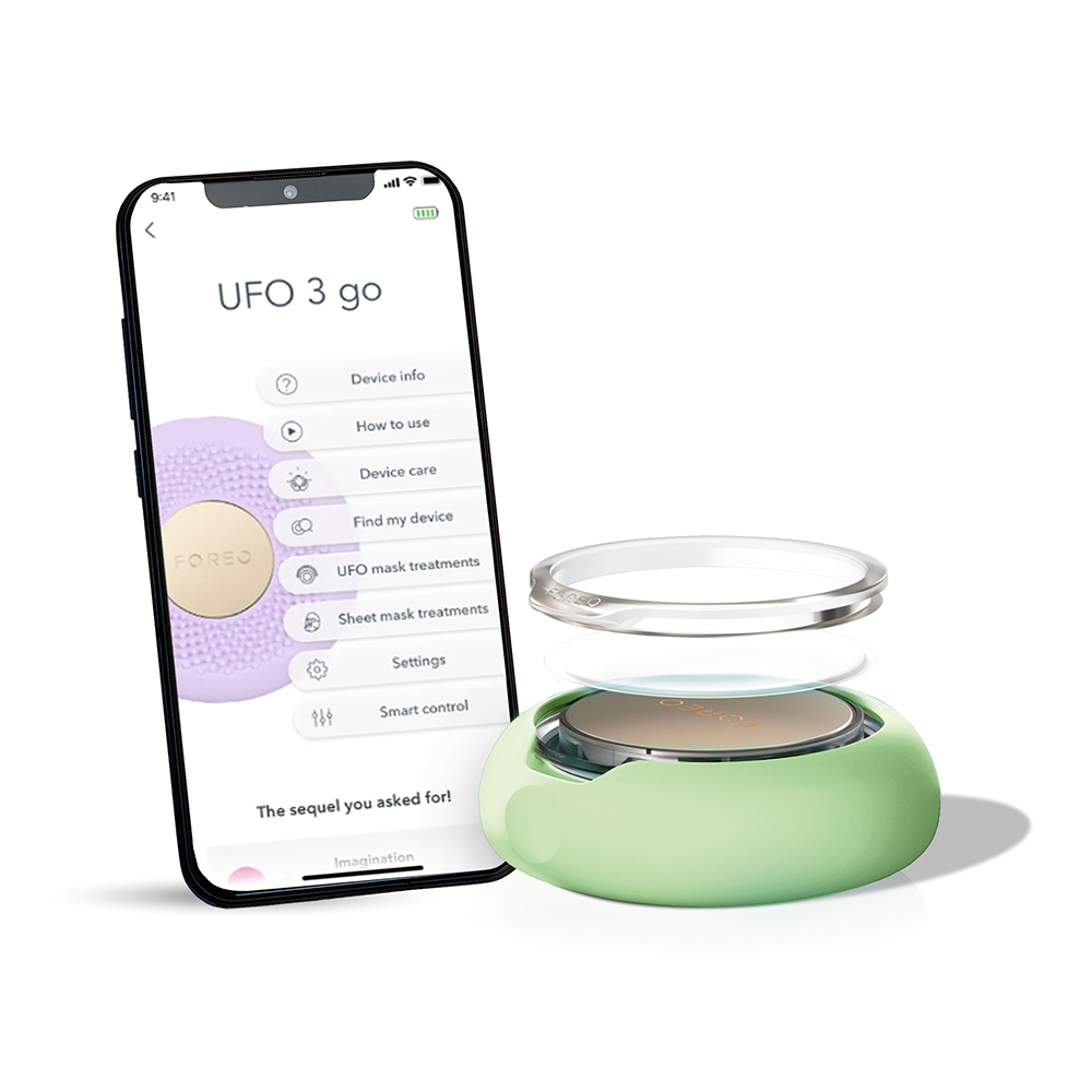 Groen apparaat en telefoon met app-interface. Witte achtergrond.