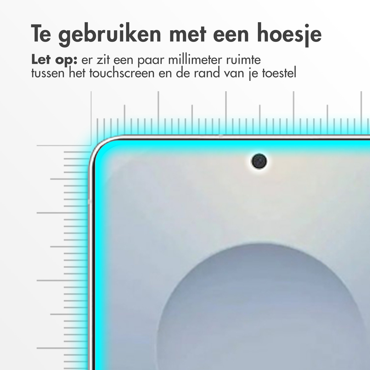 Gros plan sur un écran de téléphone avec une couche protectrice, montrant une règle et du texte.