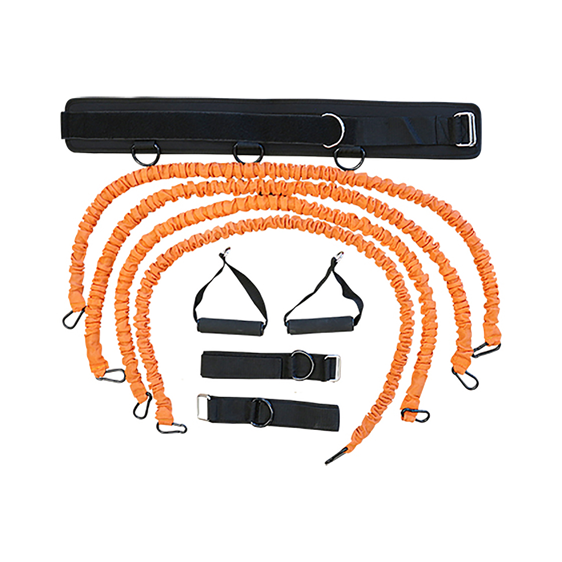 Juego de bandas de resistencia con asas y correas para el tobillo. Bandas naranjas.