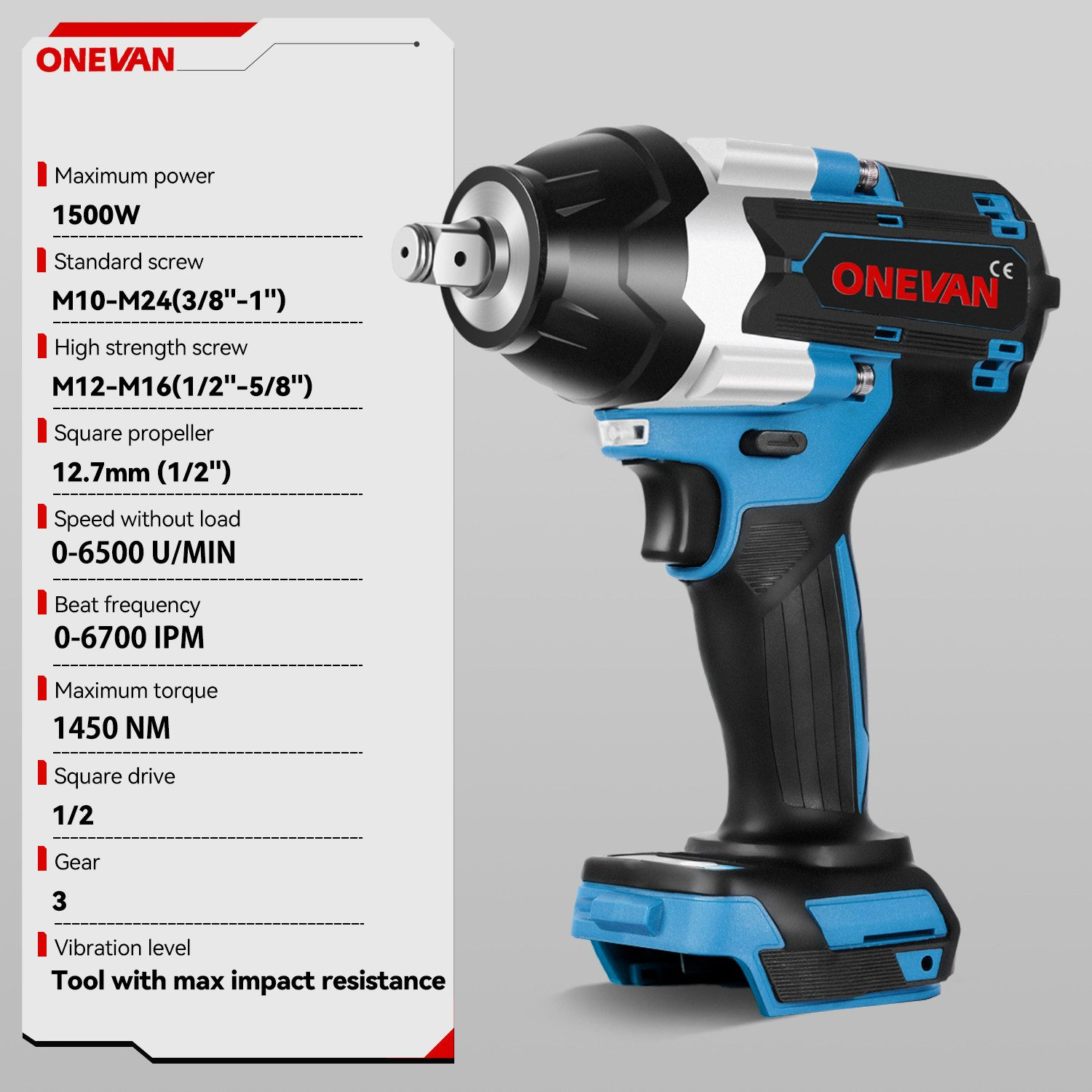 ONEVAN 1800 Nm Brstenloser Motor 1/2 Akku-Schlagschrauber | MediaMarkt