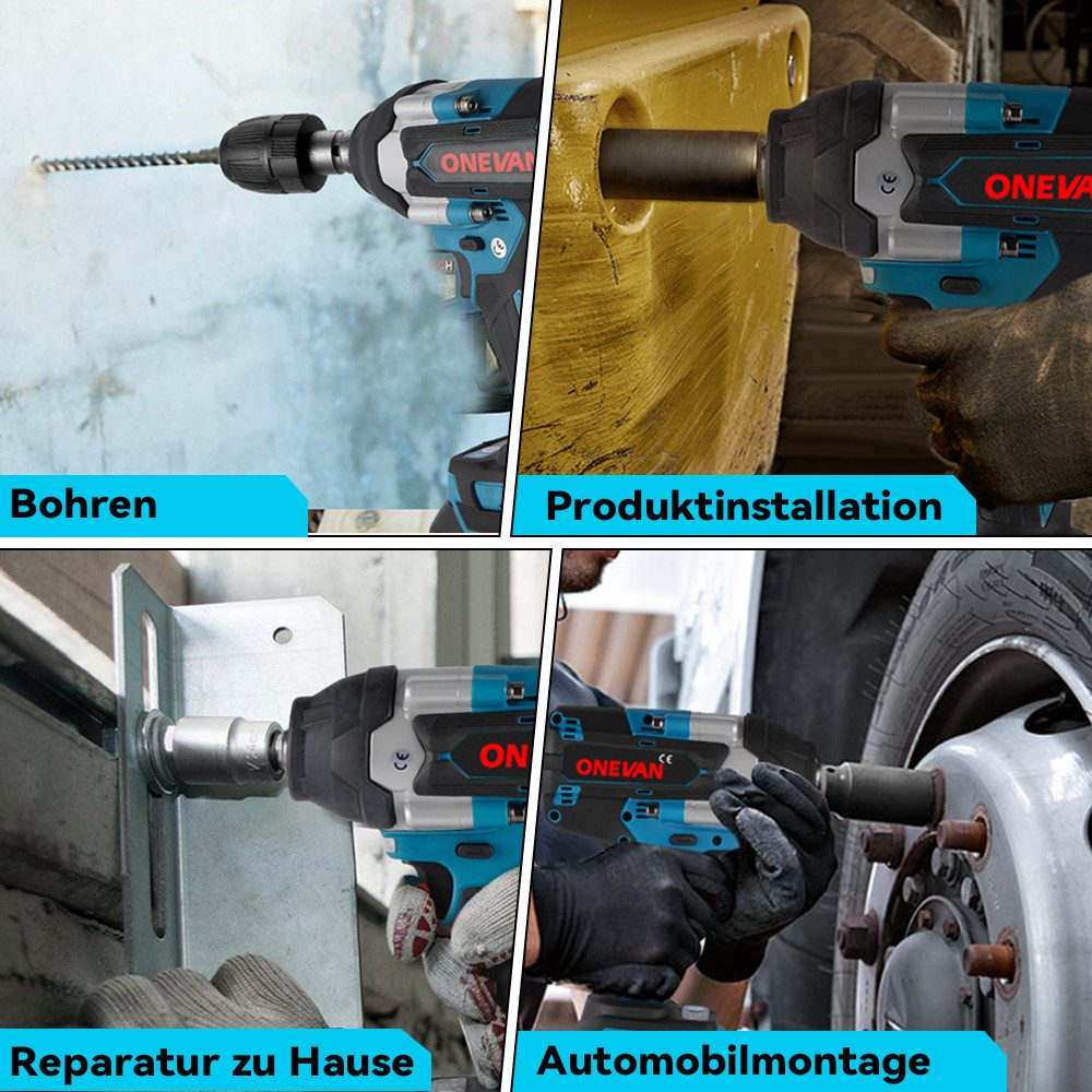 Schlagschrauber im Einsatz zum Bohren, zur Produktinstallation, zur Hausreparatur und für Automobilarbeiten.