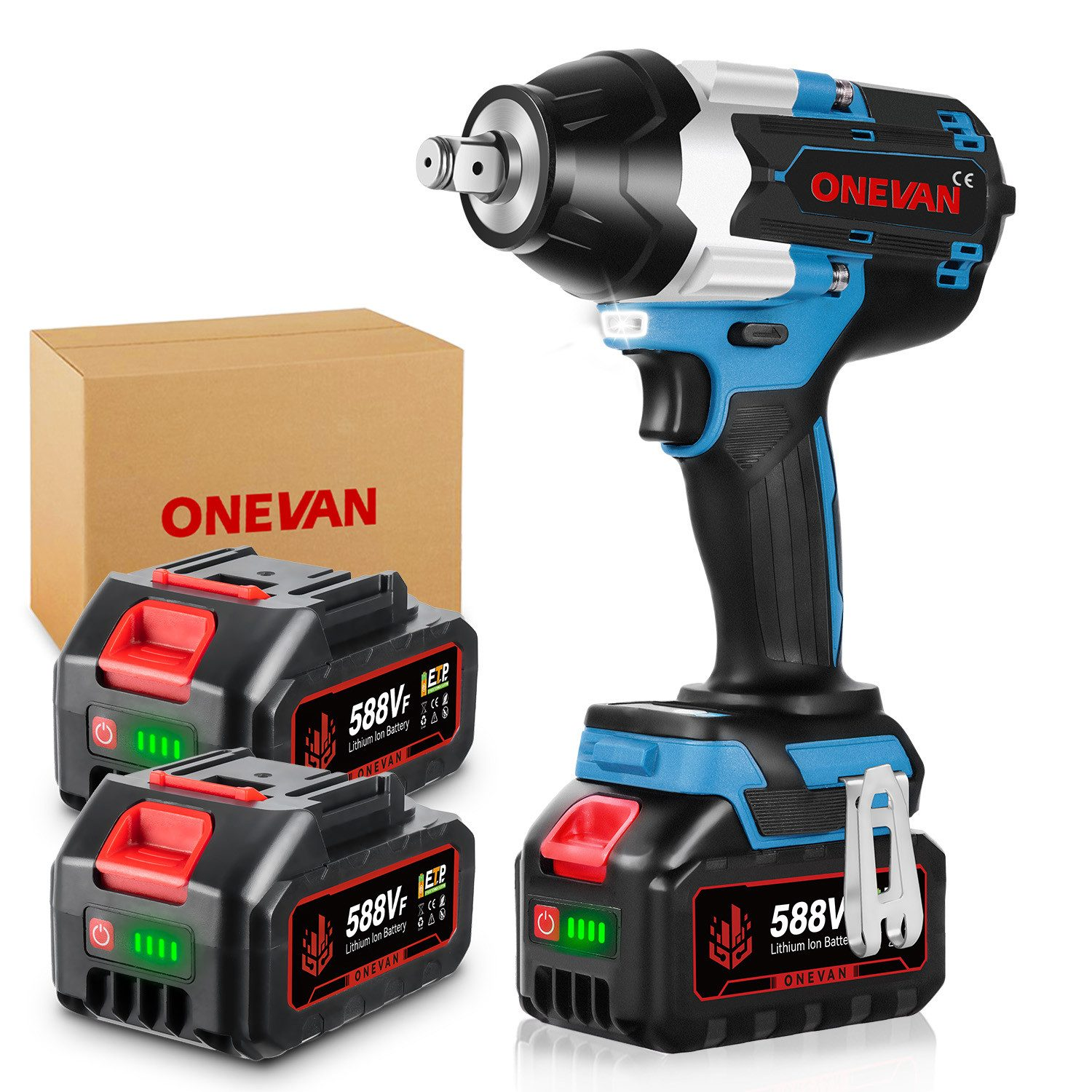 ONEVAN 1800 Nm Bürstenloser Motor 1/2” Akku-Schlagschrauber