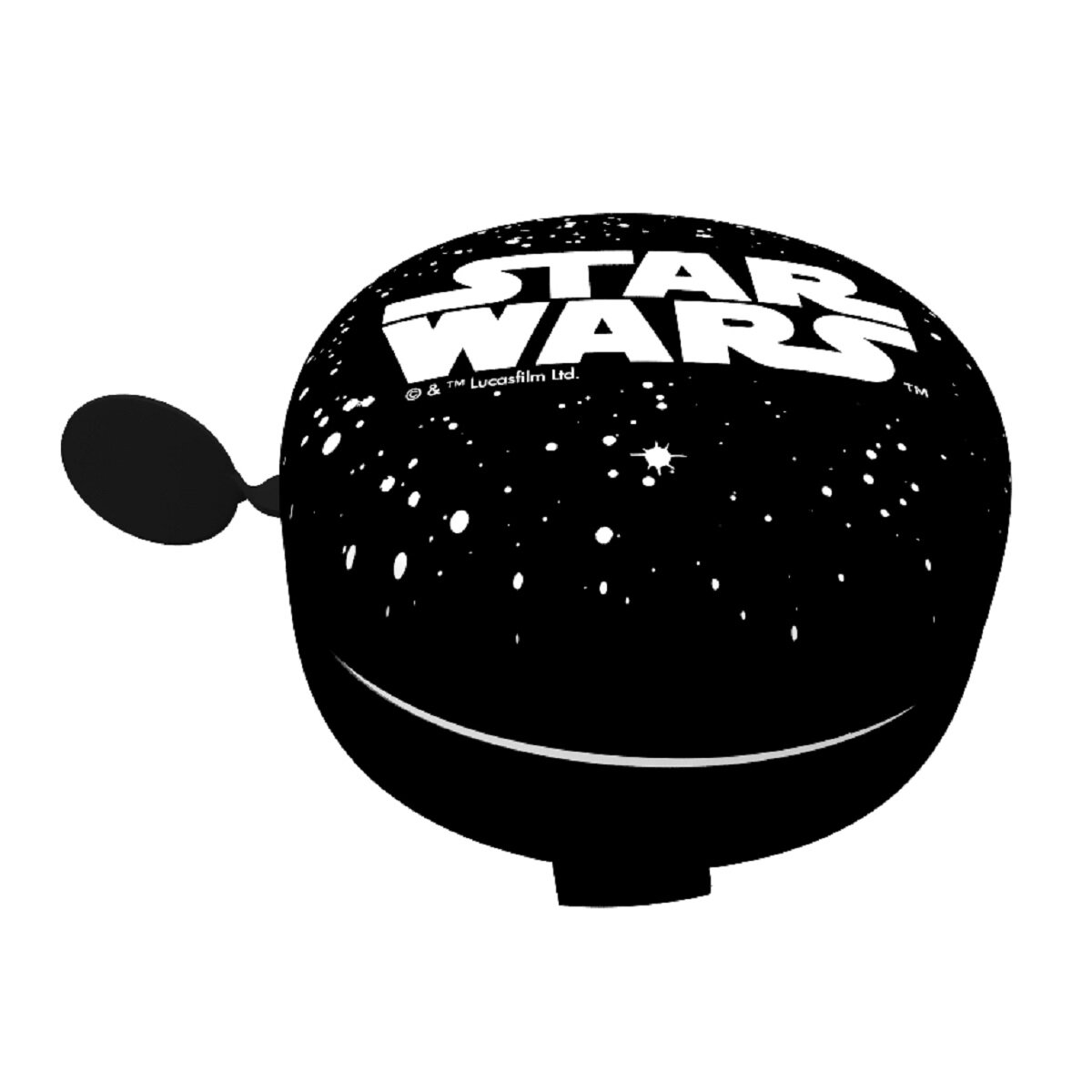 Star Wars Fahrradklingel mit schwarz-weißem Design, isoliert auf weißem Grund.