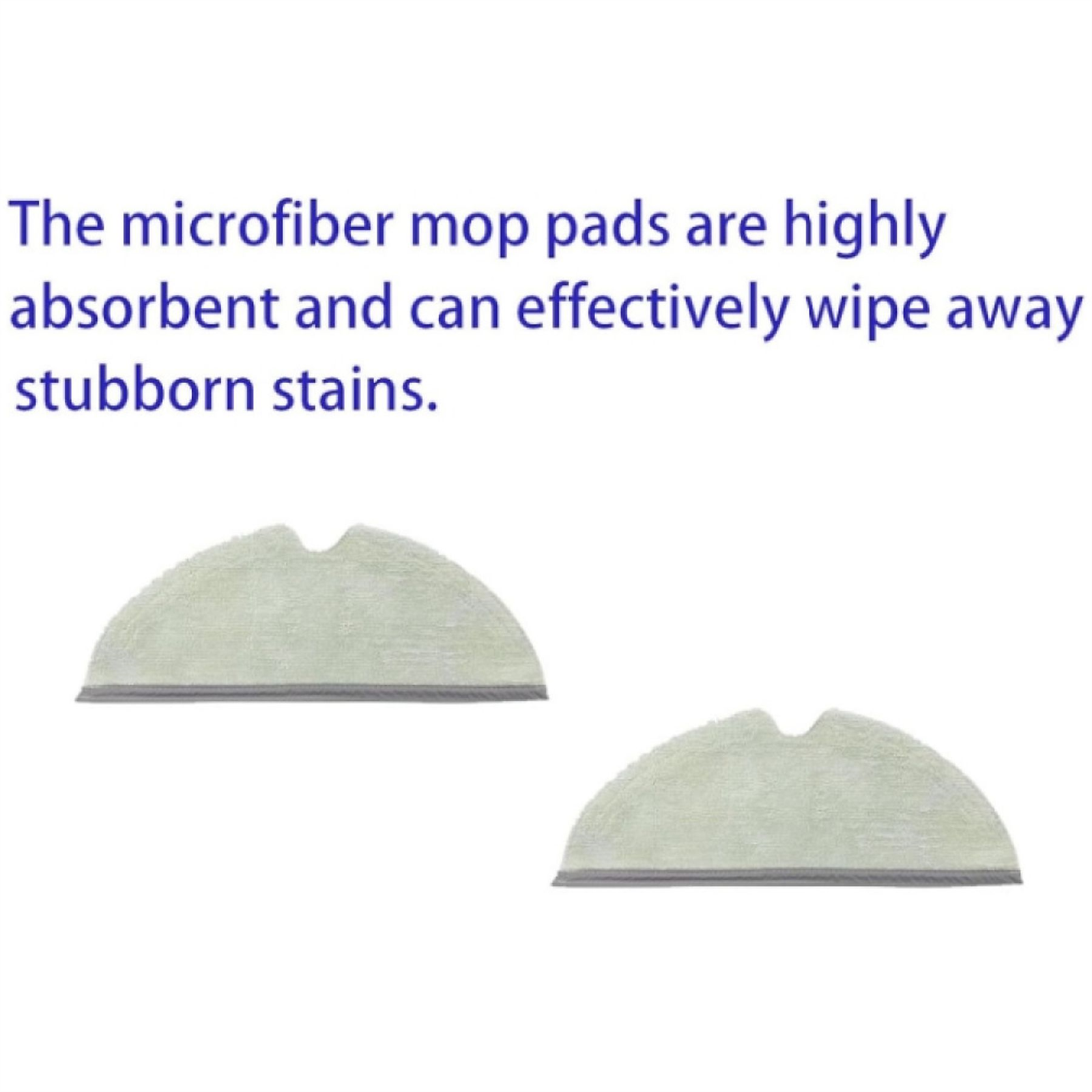 Zwei Mikrofasermopp-Pads, hellgrün, mit Text über ihre Saugfähigkeit.