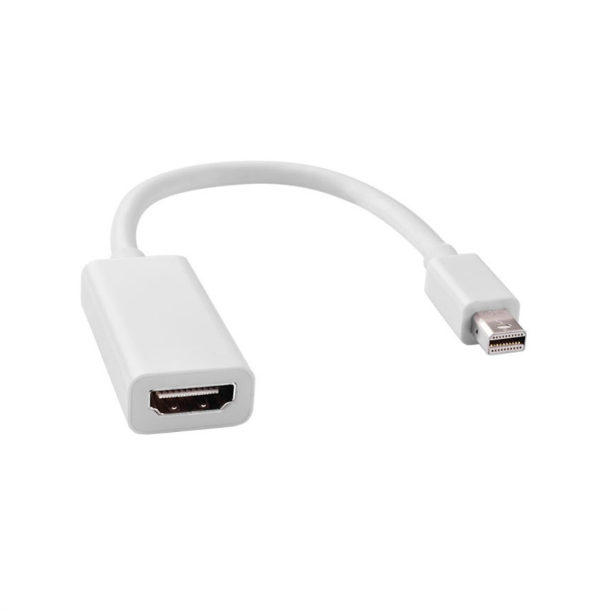 Weißes Adapterkabel mit HDMI- und Mini-DP-Anschlüssen.