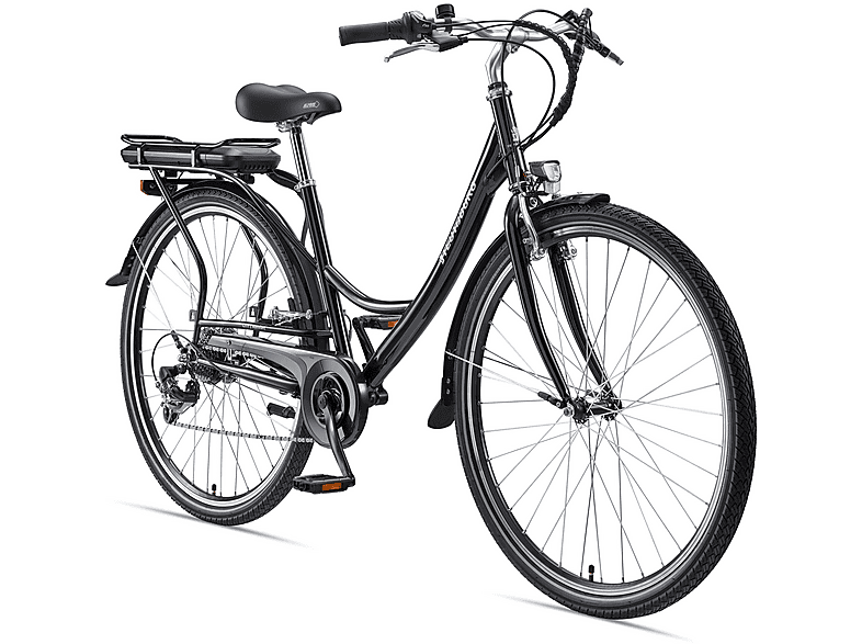 TEUTOBURG Senne Citybike (Laufradgröße: 28 Zoll, Unisex-Rad, 10,4 Wh, Schwarz)