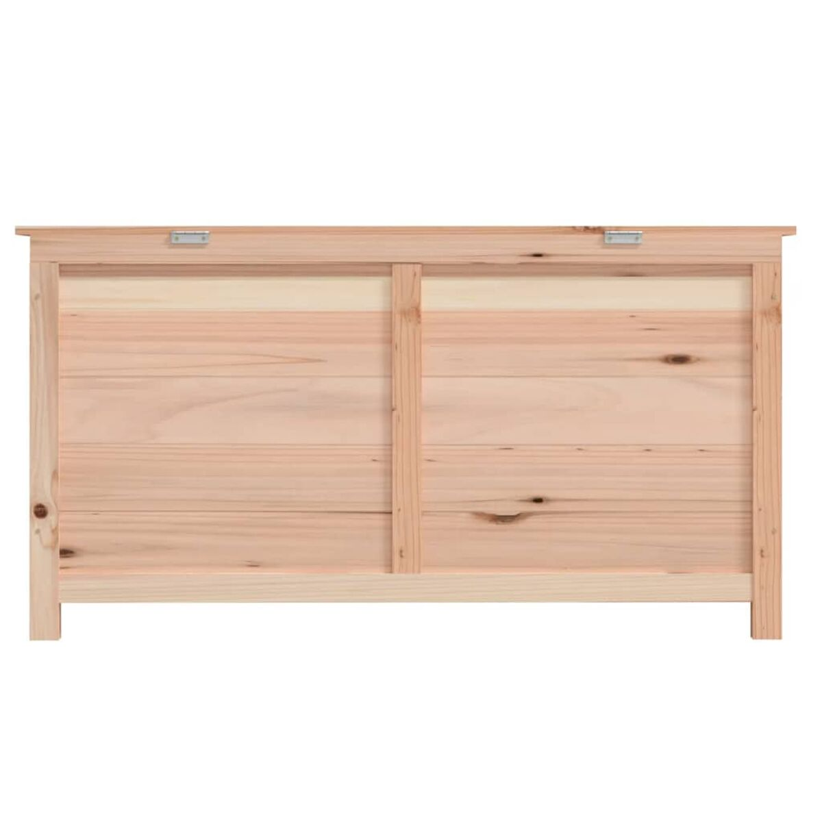 Holzkiste, hellbraun, mit zwei silbernen Verschlüssen oben. Es hat eine rechteckige Form. Weißer Hintergrund.