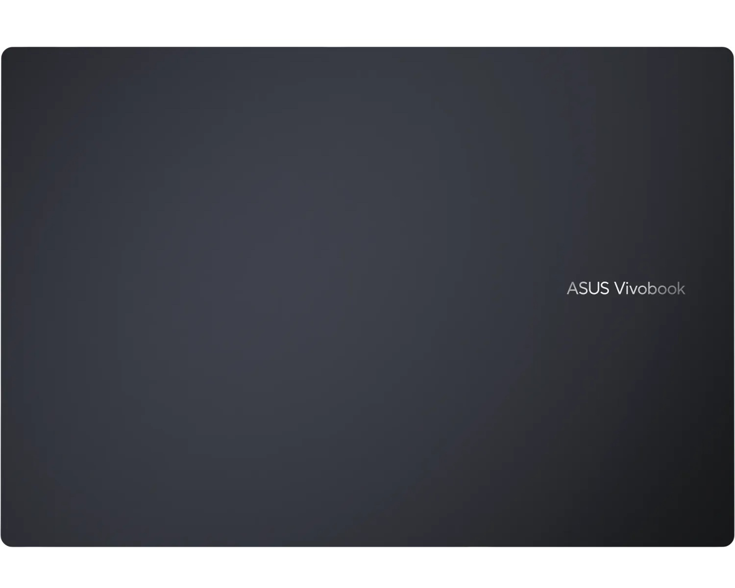 Ein einfarbiger, dunkelgrauer Laptop mit dem ASUS Vivobook-Logo auf der rechten Seite.
