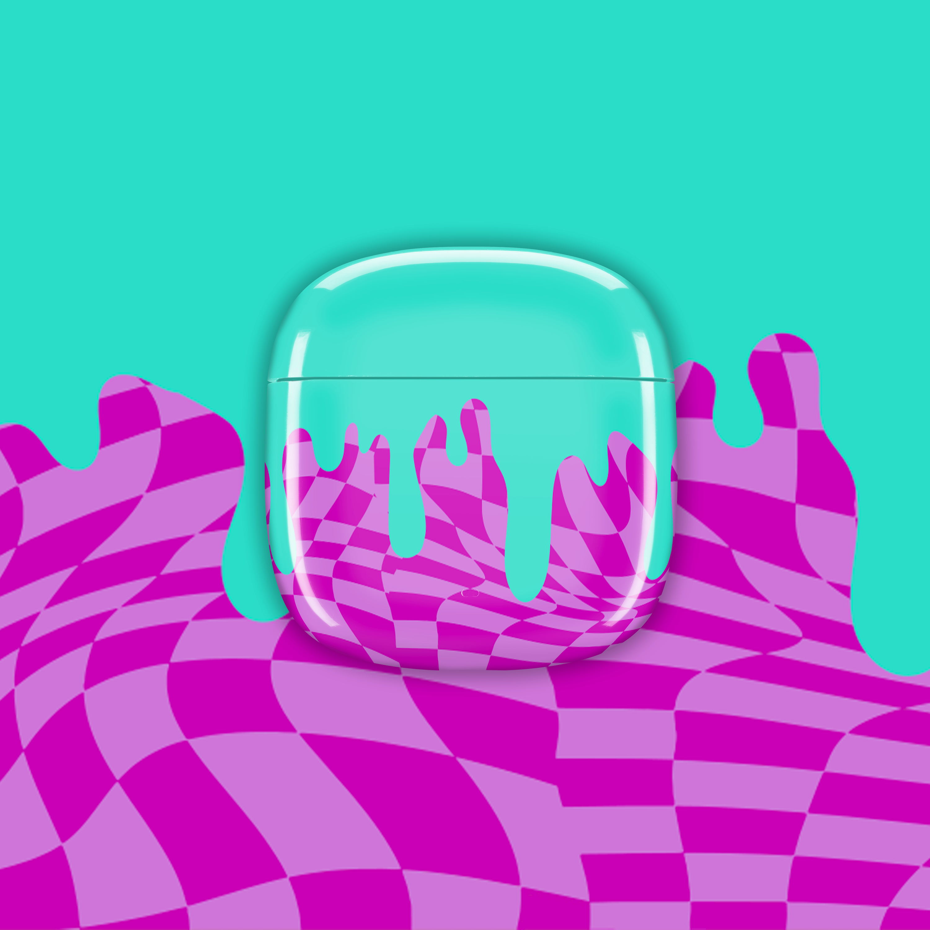 Kopfhörerhülle mit farbenfrohem Design.