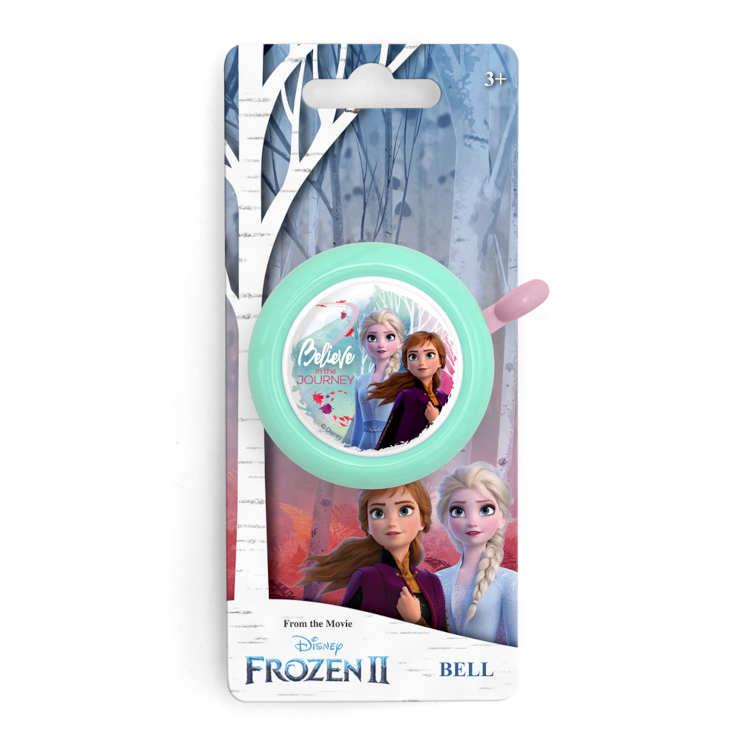 Frozen II Glocke in Verpackung, mit Elsa und Anna.