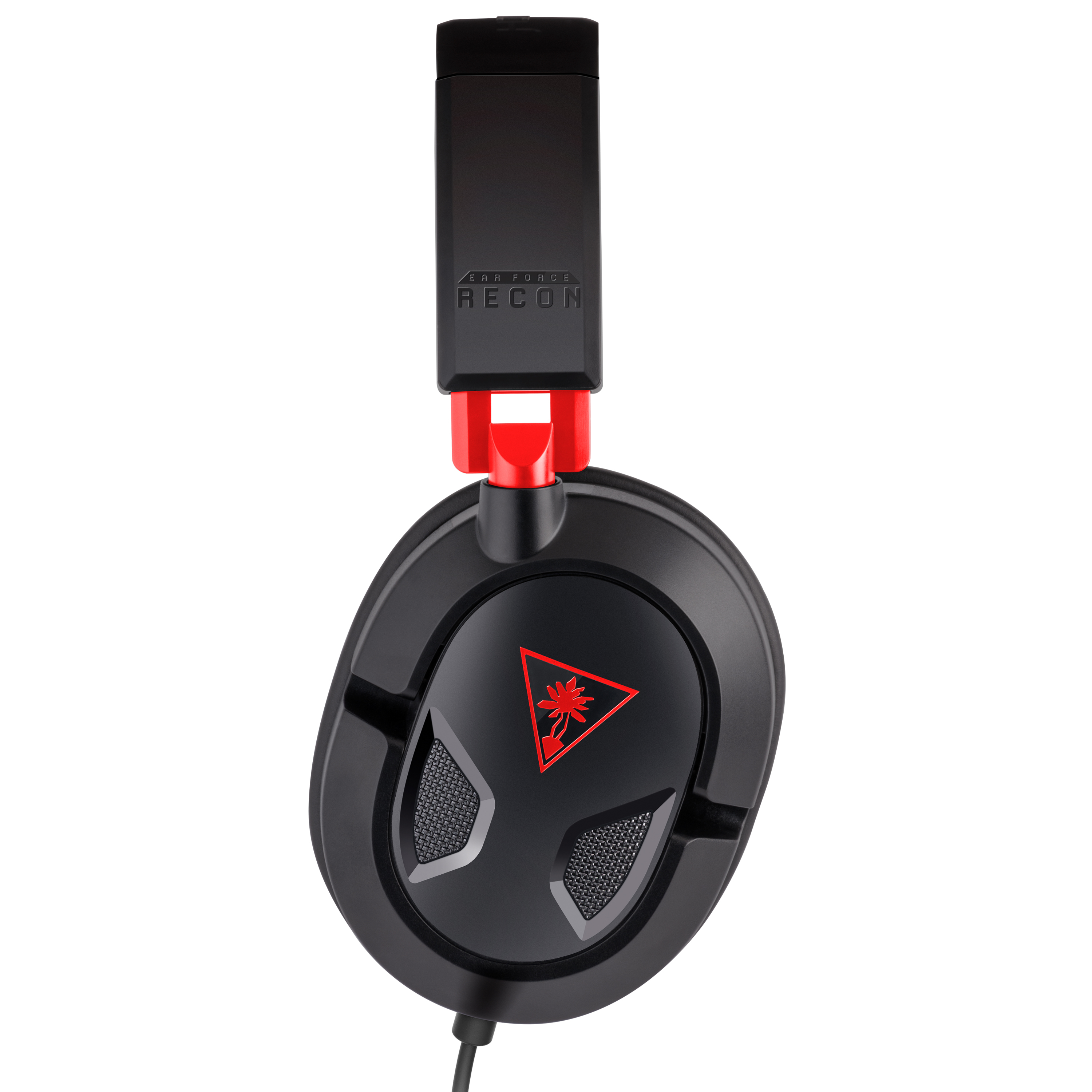 Casque gaming Turtle Beach Recon noir et rouge, sur fond blanc. Logo et détails rouges.