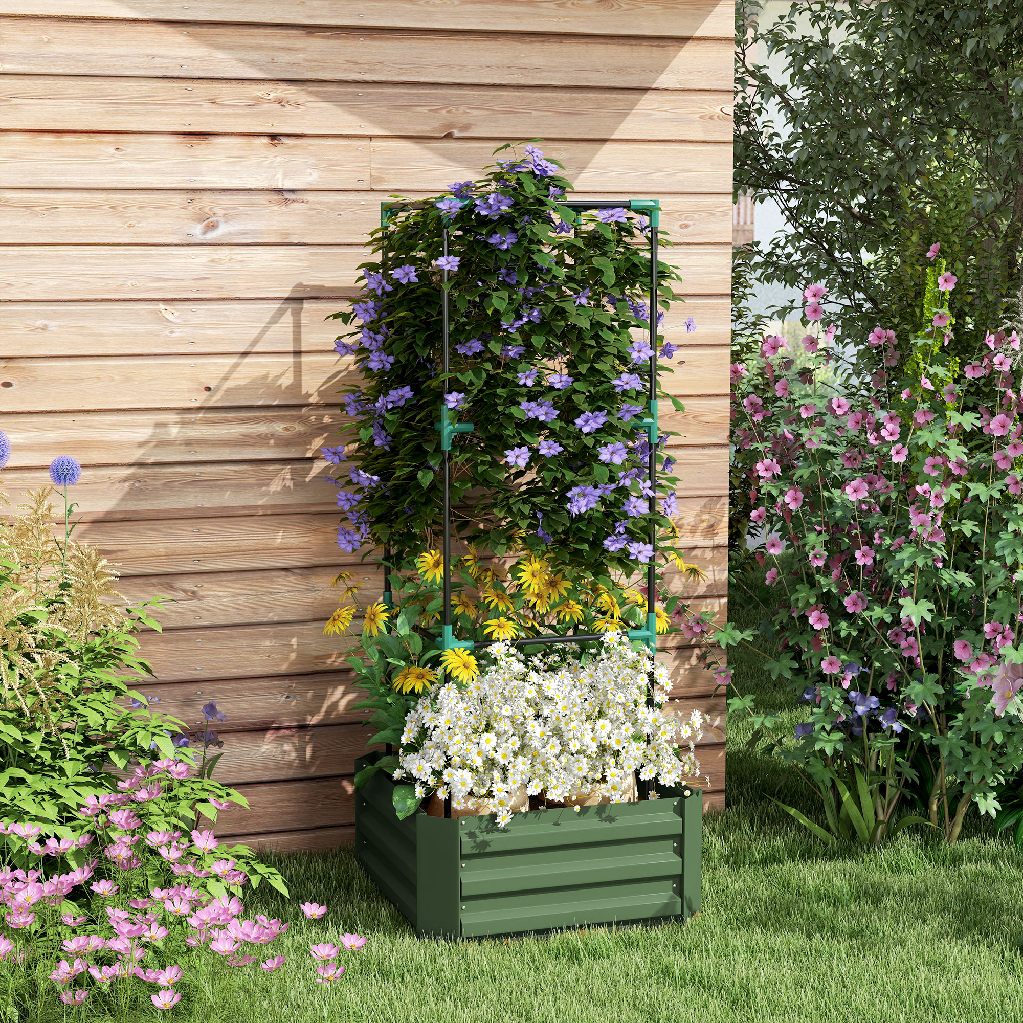 rankgitter blumenkasten robinia-pro PFLANZKASTEN mit RANKGITTER klassisch, auf Rollen – robinia24