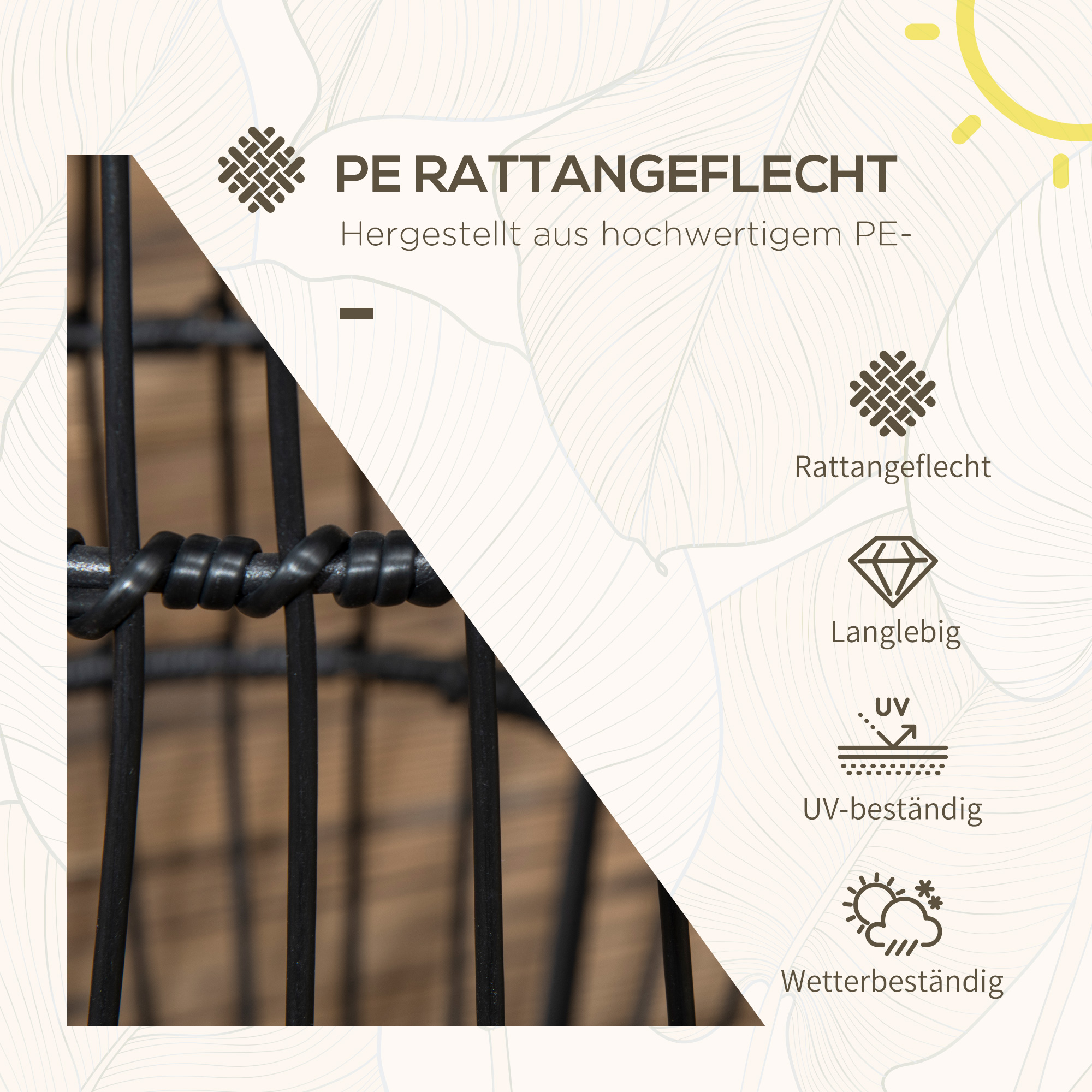 Schwarzes Rattan-Geflecht. Nahaufnahme mit Details des Materials und Webmusters.