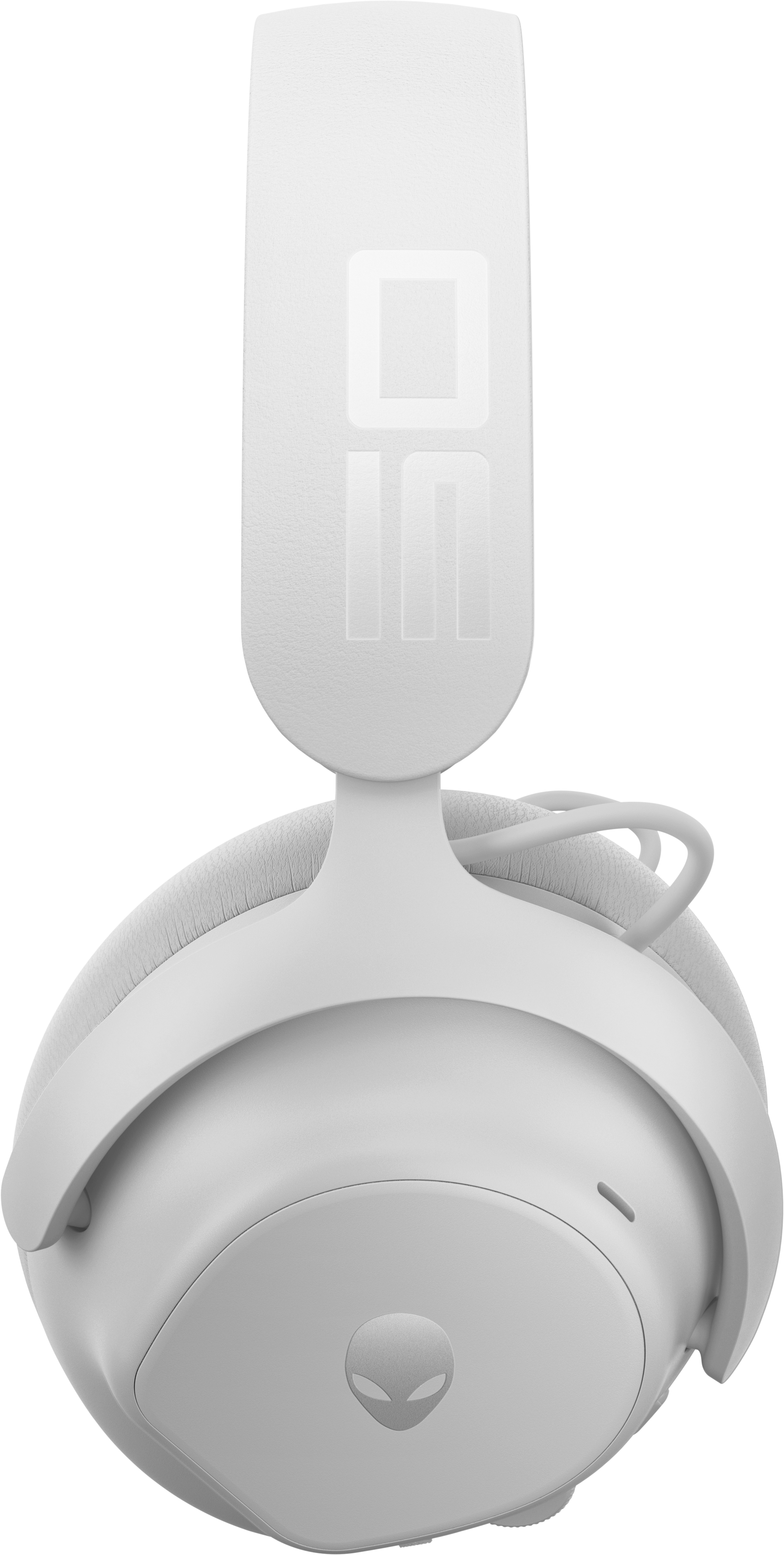 Weißes Alienware-Headset. Draufsicht. Mit Alienware-Logo.