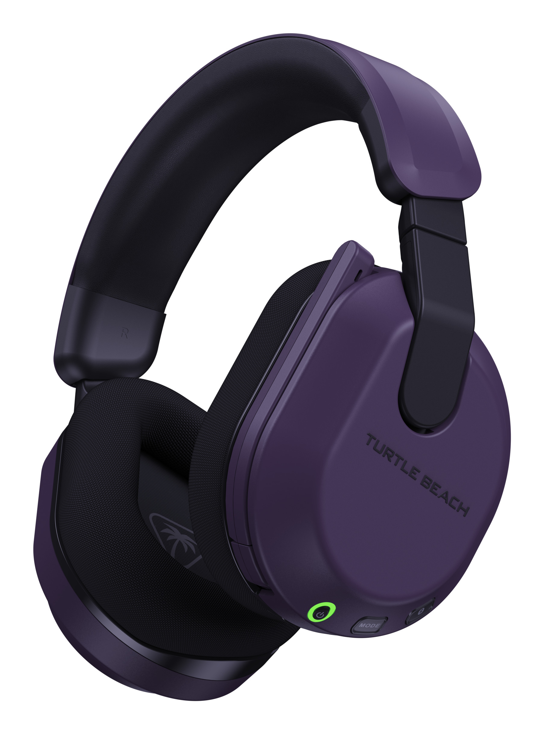 Lila Turtle Beach Headset mit Mikrofon. Schwarze Ohrpolster und Kopfbügel.