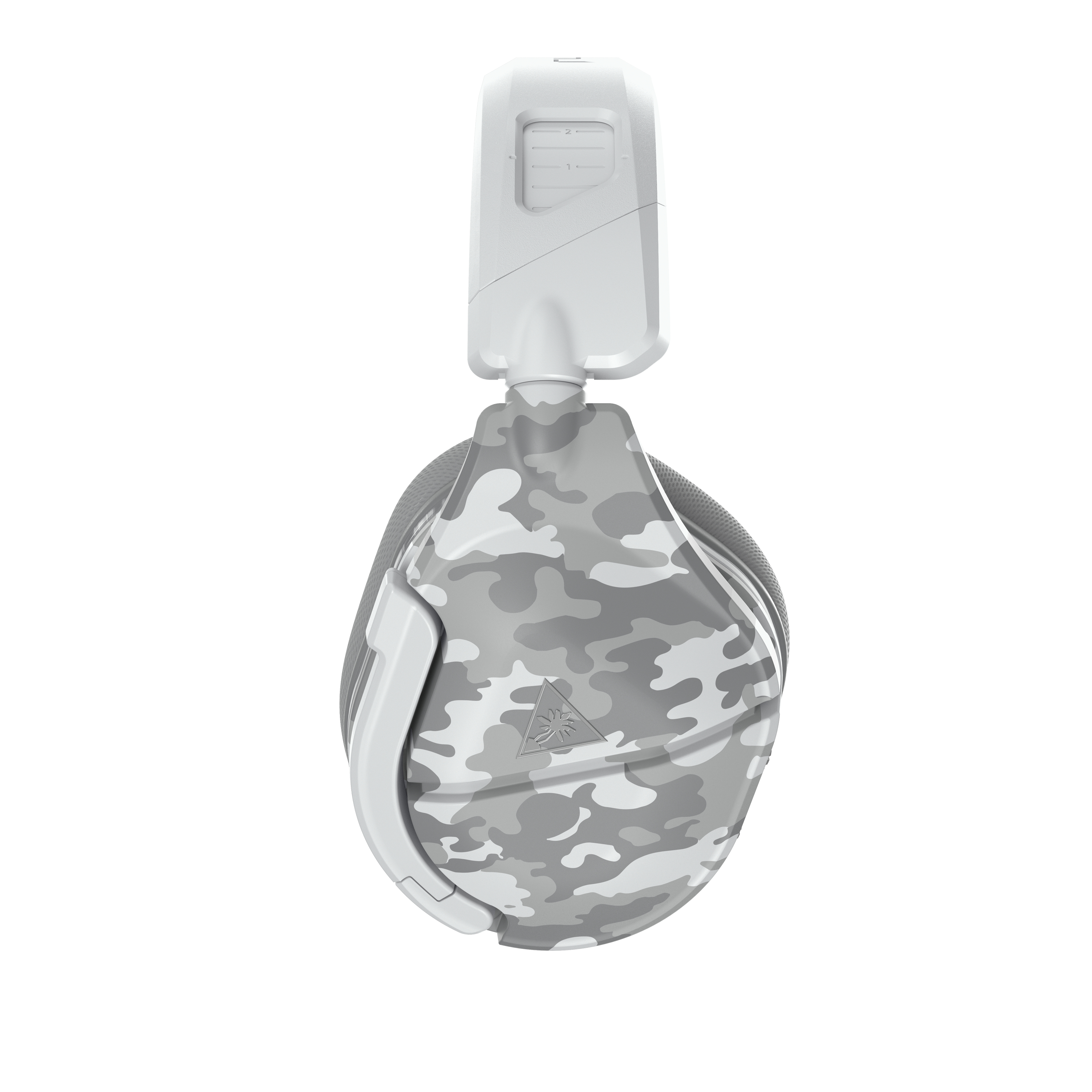 Auriculares gaming camuflaje blanco y gris. Con patrón de camuflaje gris.