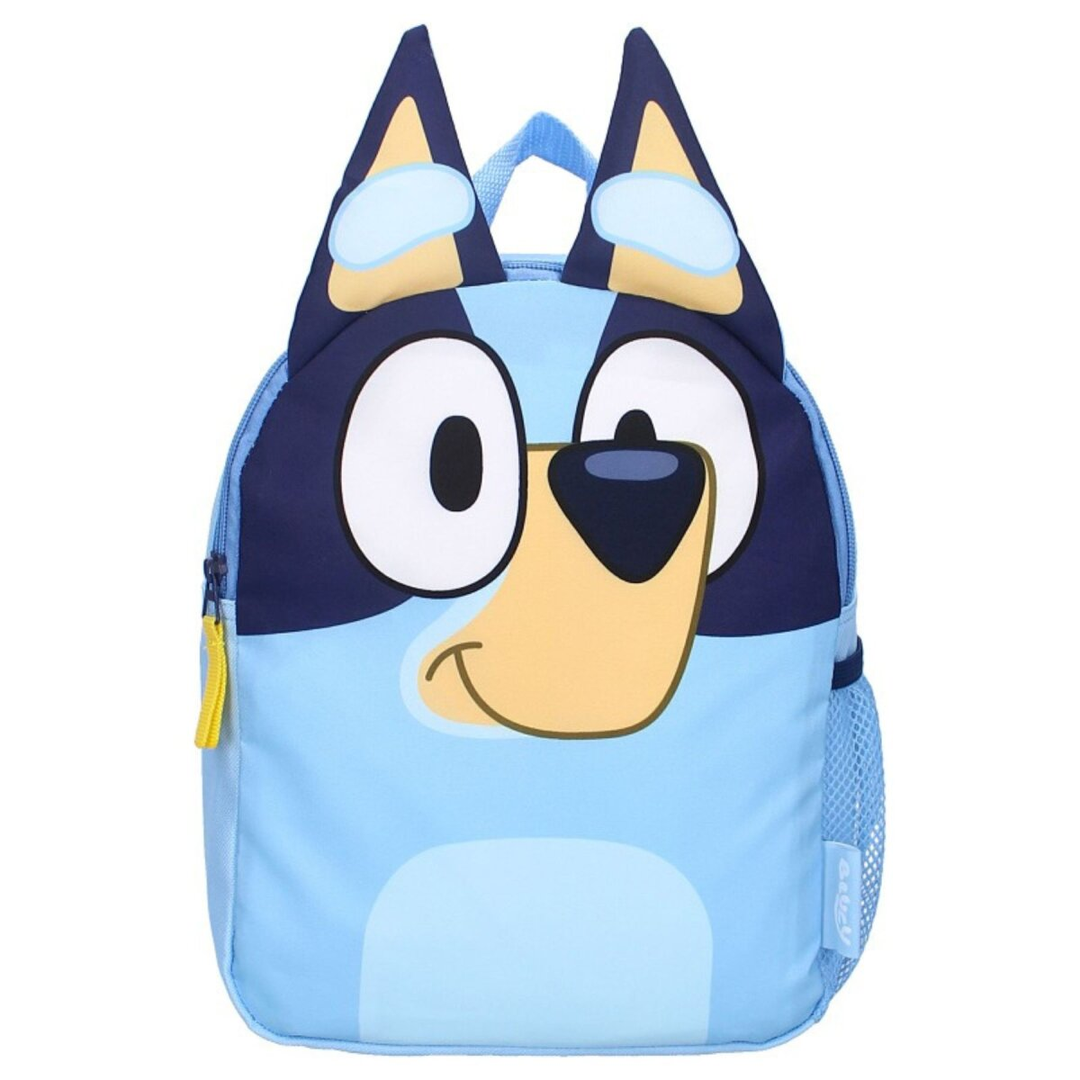 Bluey-rugzak met een hondengezicht op de voorkant.