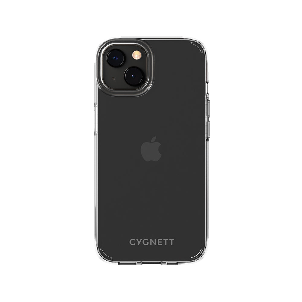 Telefono in una custodia trasparente. CYGNETT visibile.