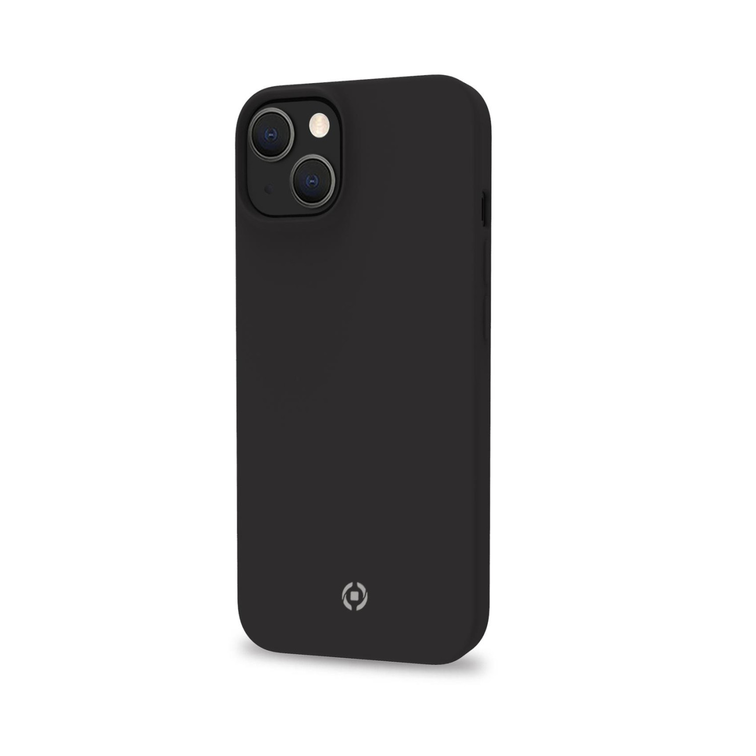 Custodia per telefono nera. La custodia è nera unita con il logo Celly in basso.