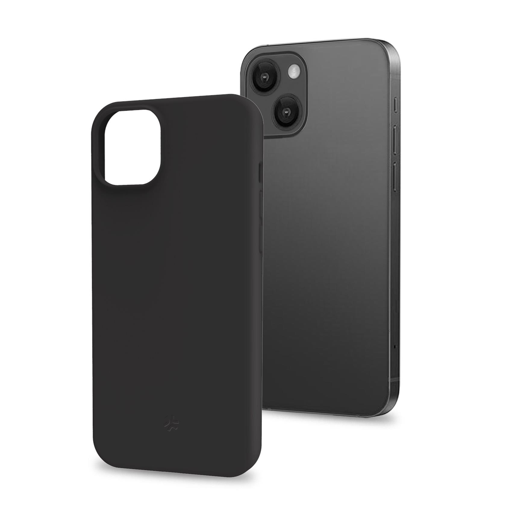 iPhone e custodia neri. La parte posteriore dell'iPhone è visibile. La custodia è a sinistra.
