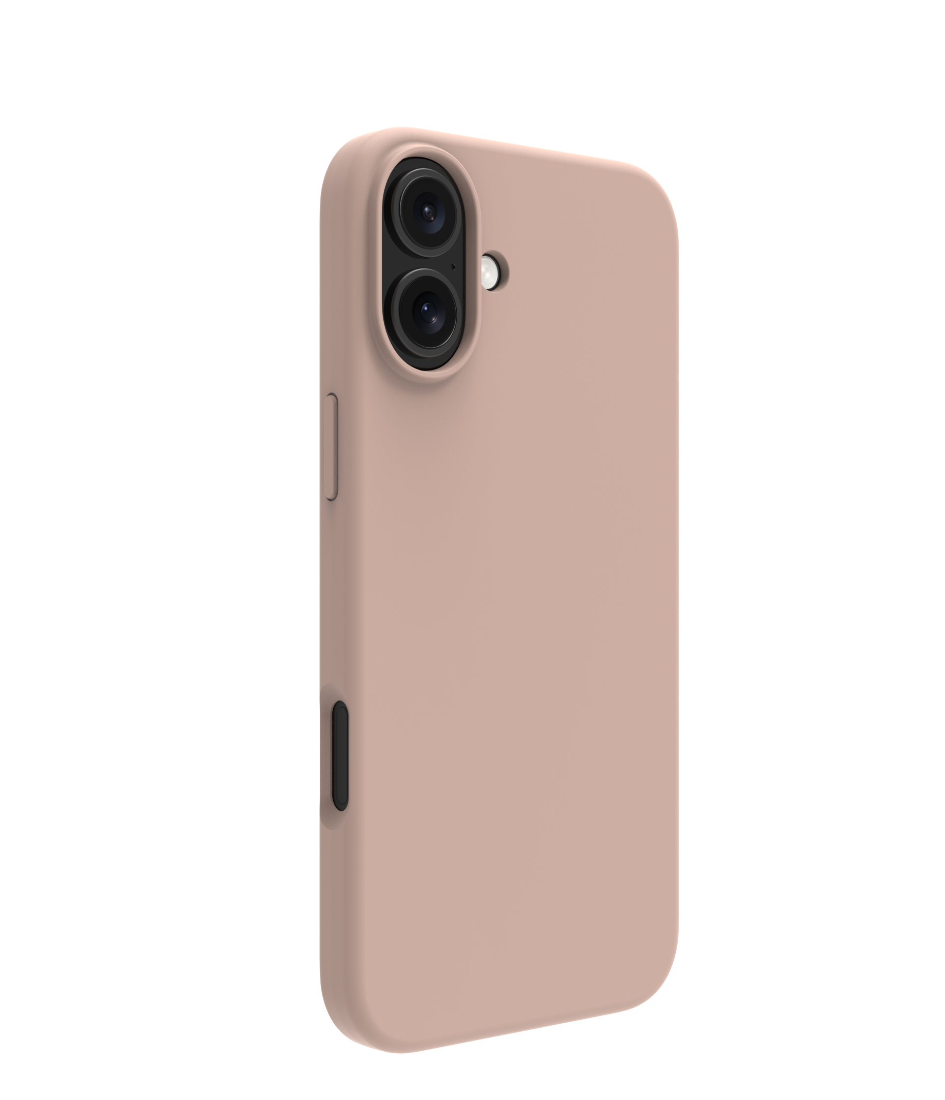 Custodia per telefono rosa. La parte posteriore del telefono è visibile con le fotocamere.