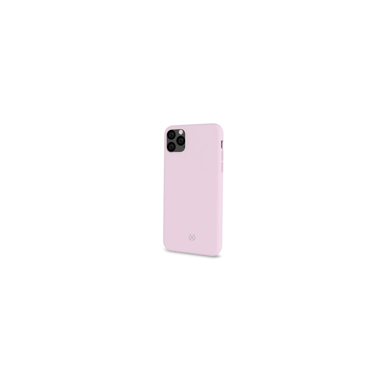 Custodia rosa per telefono su sfondo bianco.