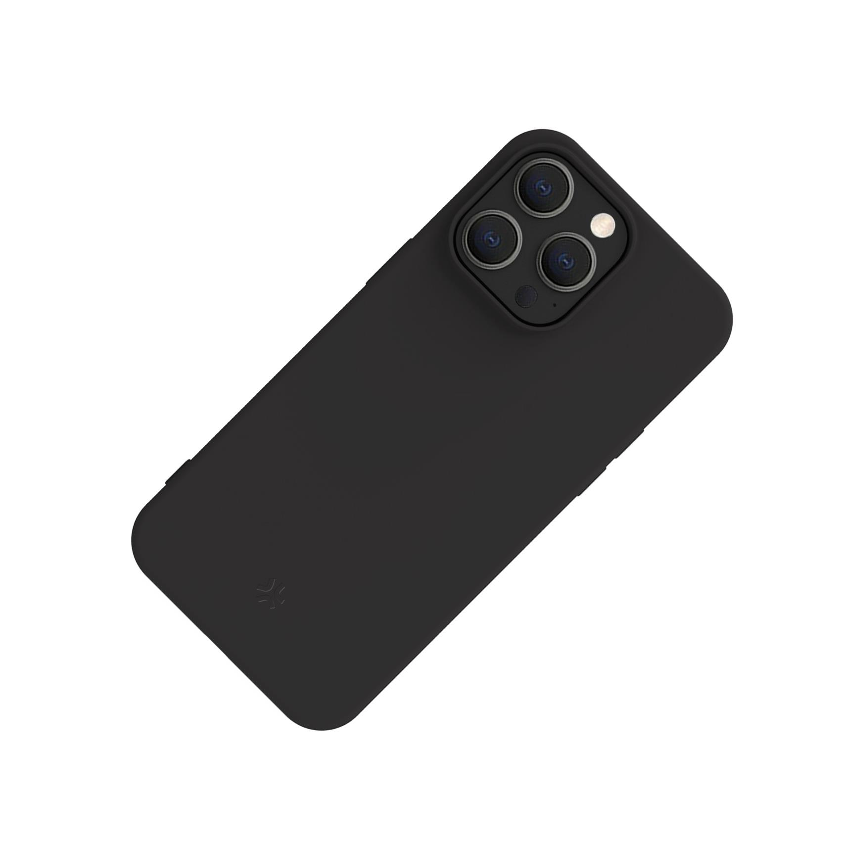 Custodia nera per telefono con tre fotocamere e un flash.