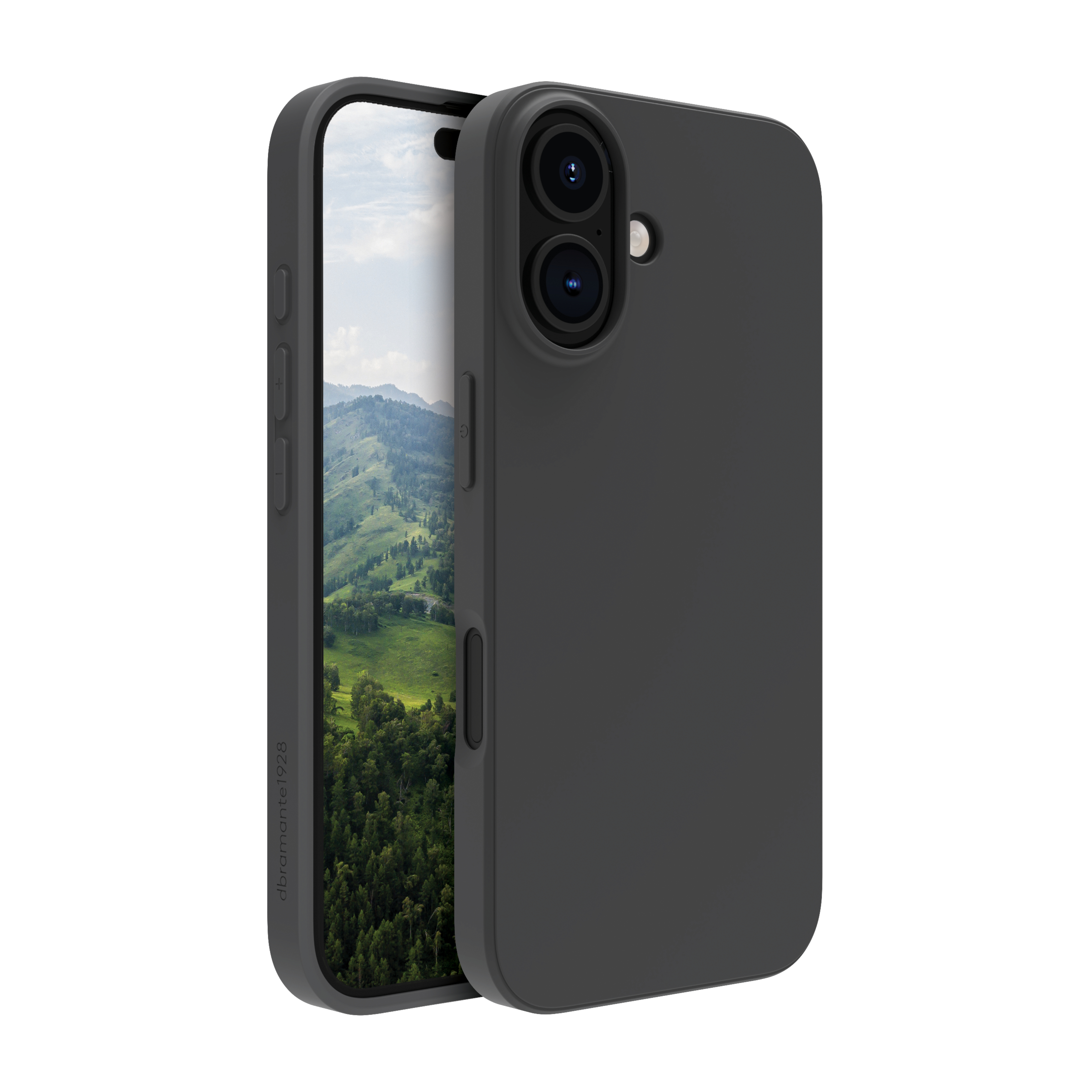 Una custodia nera per telefono con un telefono all'interno. Il telefono ha un rigonfiamento della fotocamera. La custodia è accanto al telefono.