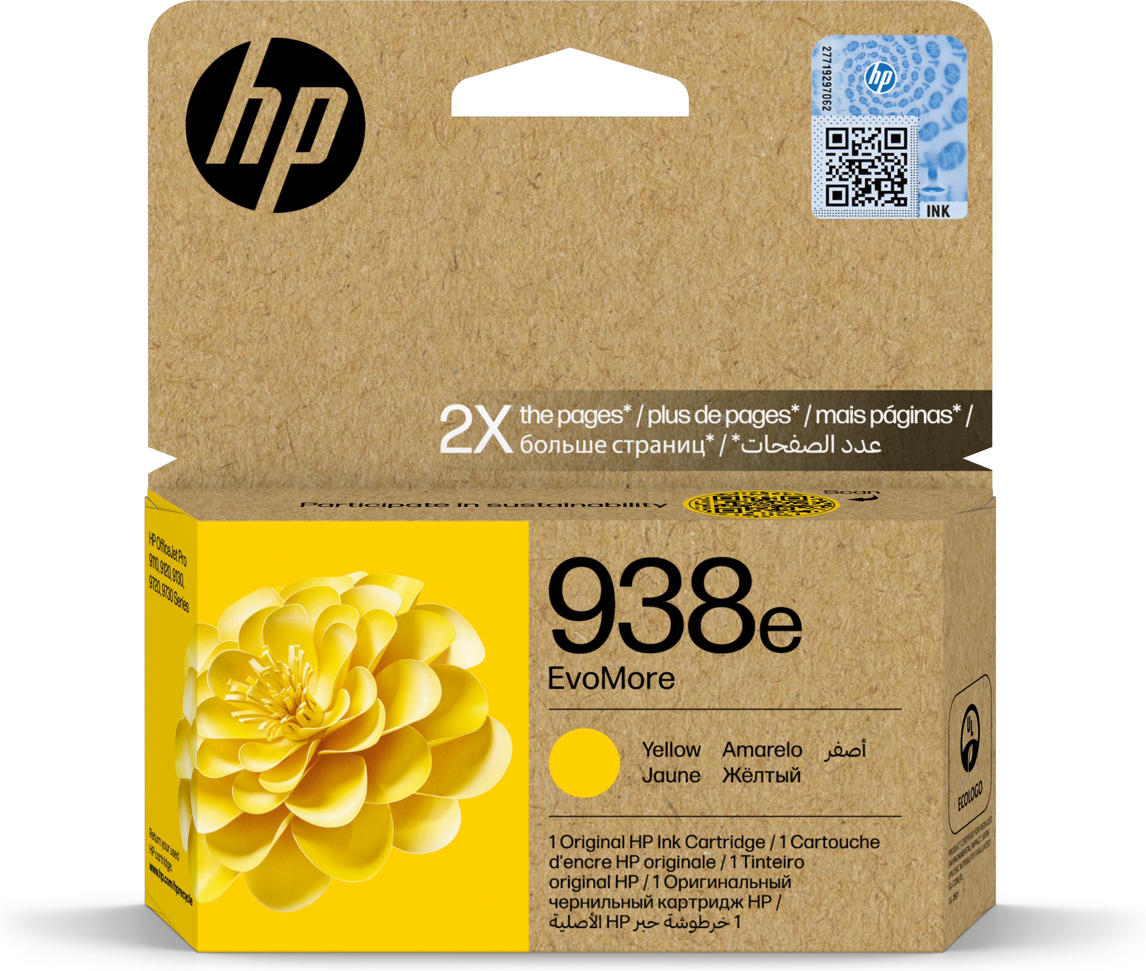 HP 938E/4S6Y1PE Kartuş Mürekkep baskı Sarı