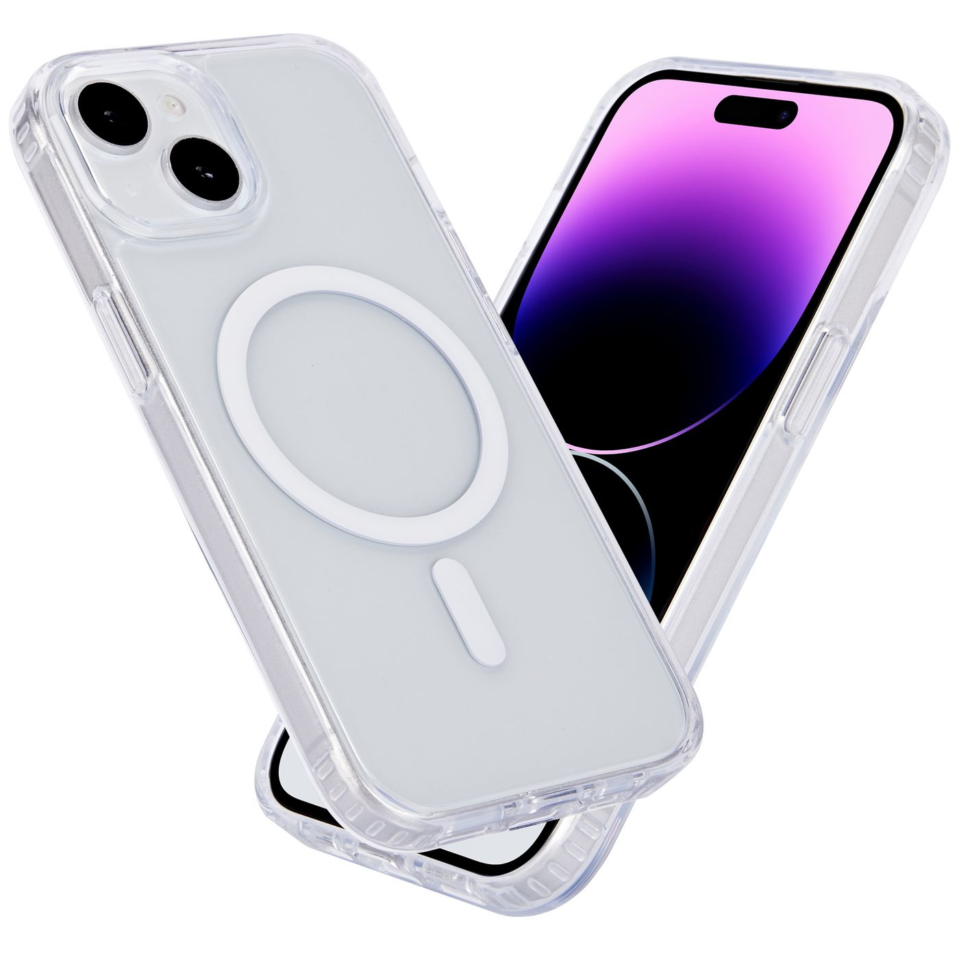 Una custodia per telefono nera su sfondo bianco.